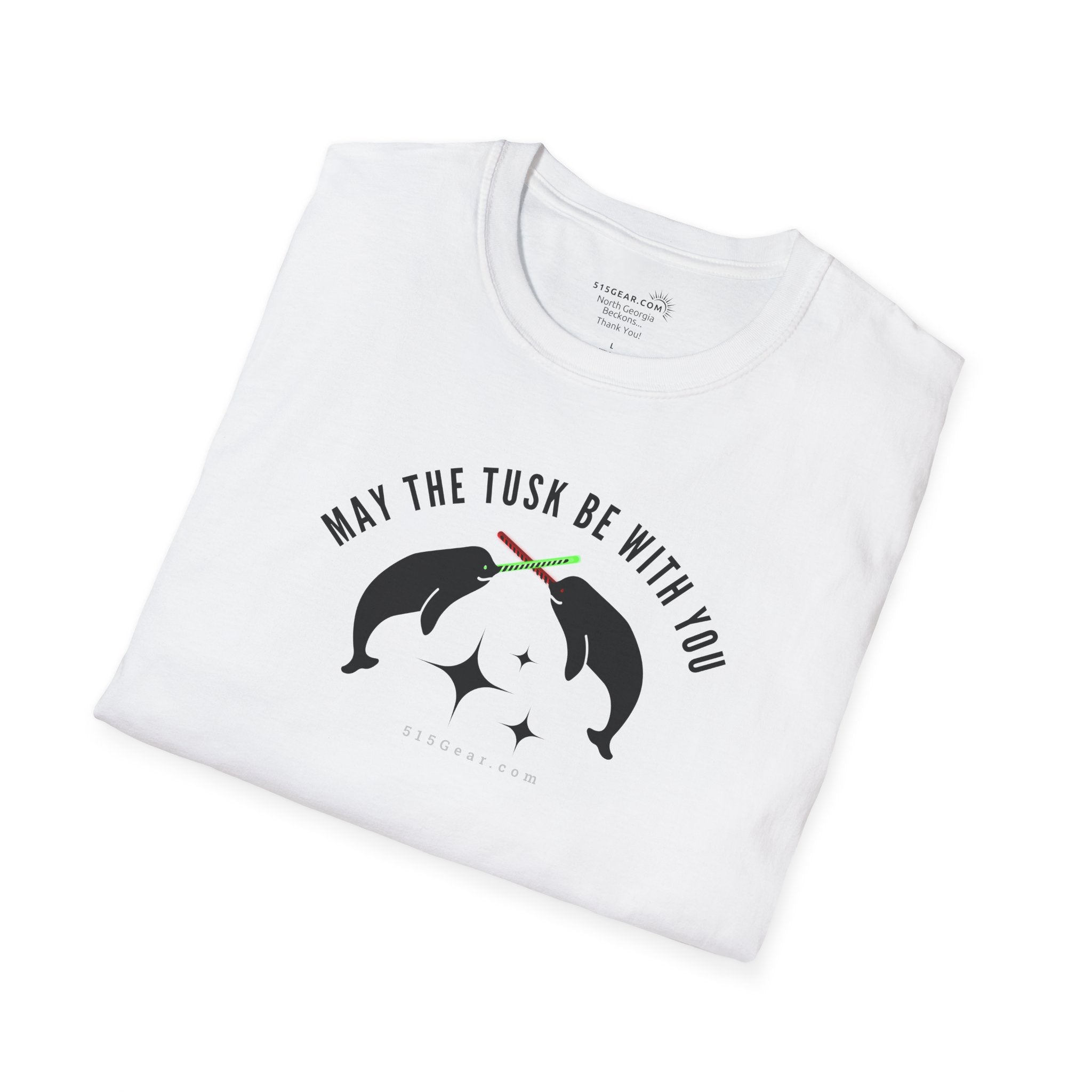May the Tusk Be With You – Narwhal Lightsaber Tee Unisex Softstyle T-Shirt