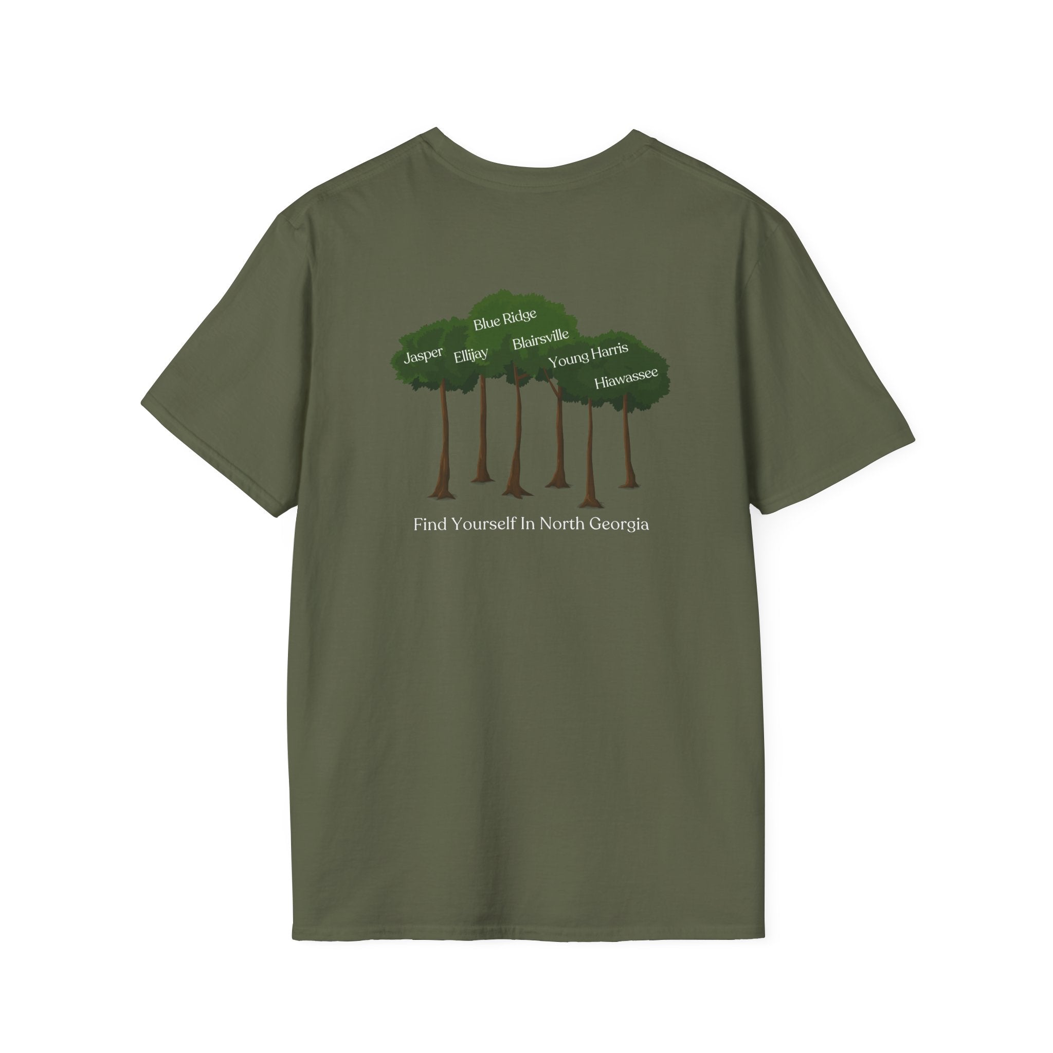 unisex adult T-shirt, Tree Graphic, by 515Gear.com, Find yourself in North Georgia!