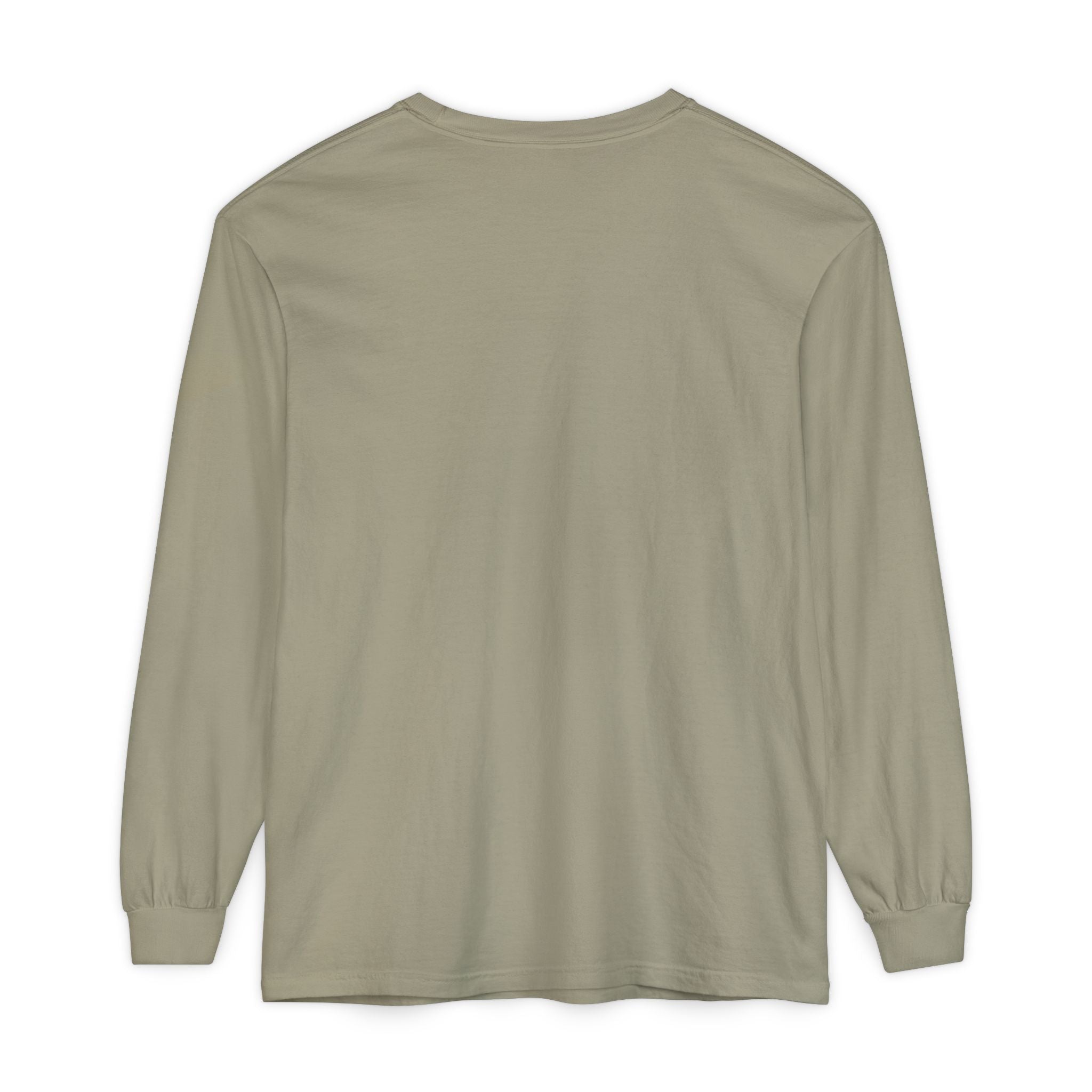 Olive long-sleeve shirt on a white background
