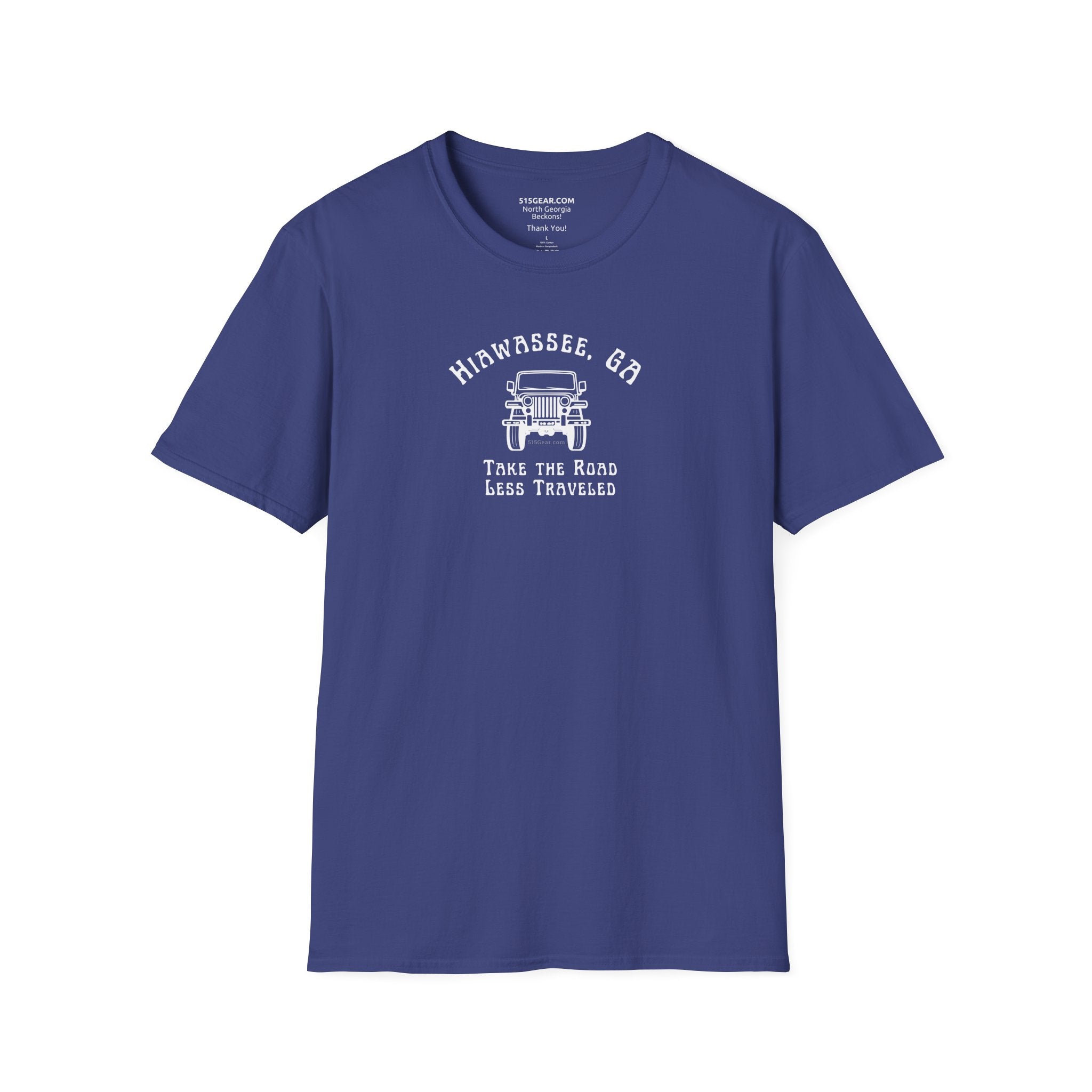 Unisex Adult T-shirt, cool Jeep Graphic, by 515Gear.com | Hiawassee, GA | Take the Road Less Traveled