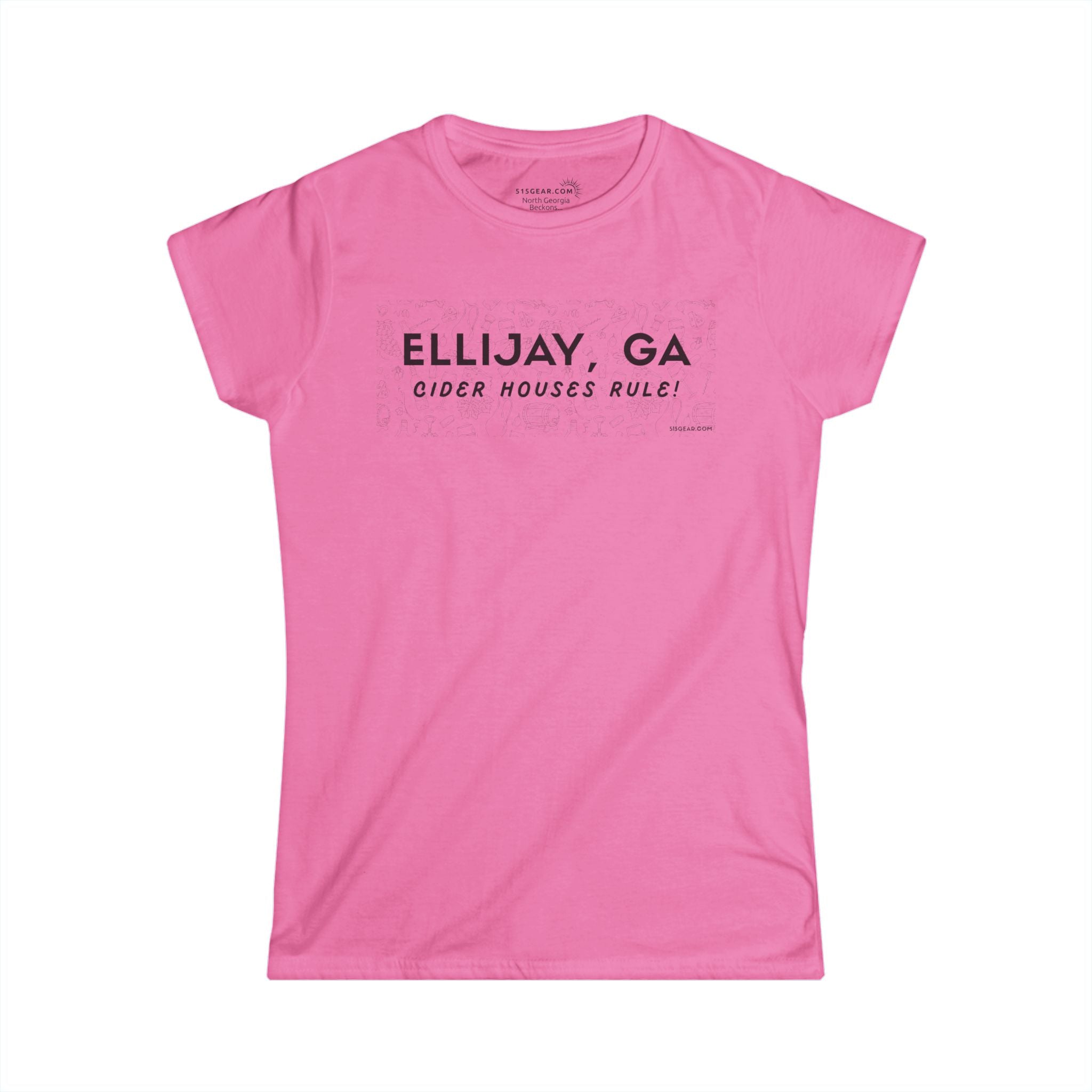 Woman's Ellijay, GA Pink t-shirt "Cider Houses Rule" by 515Gear.com | Mountain Orchard life