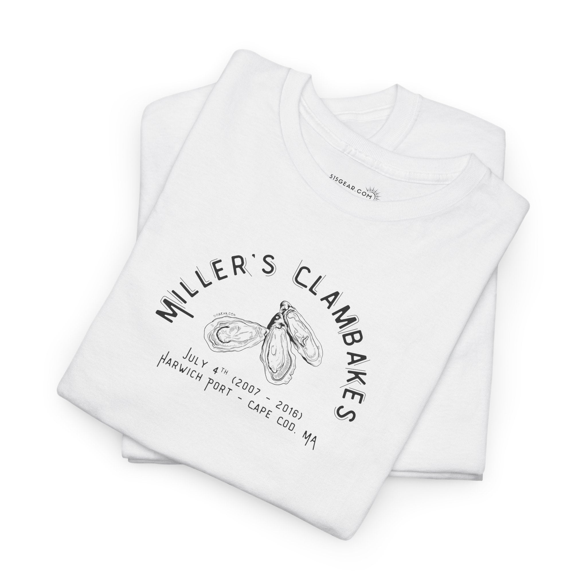 Oysters & Miller’s Clambakes - Harwich Port MA Unisex Heavy Cotton Tee