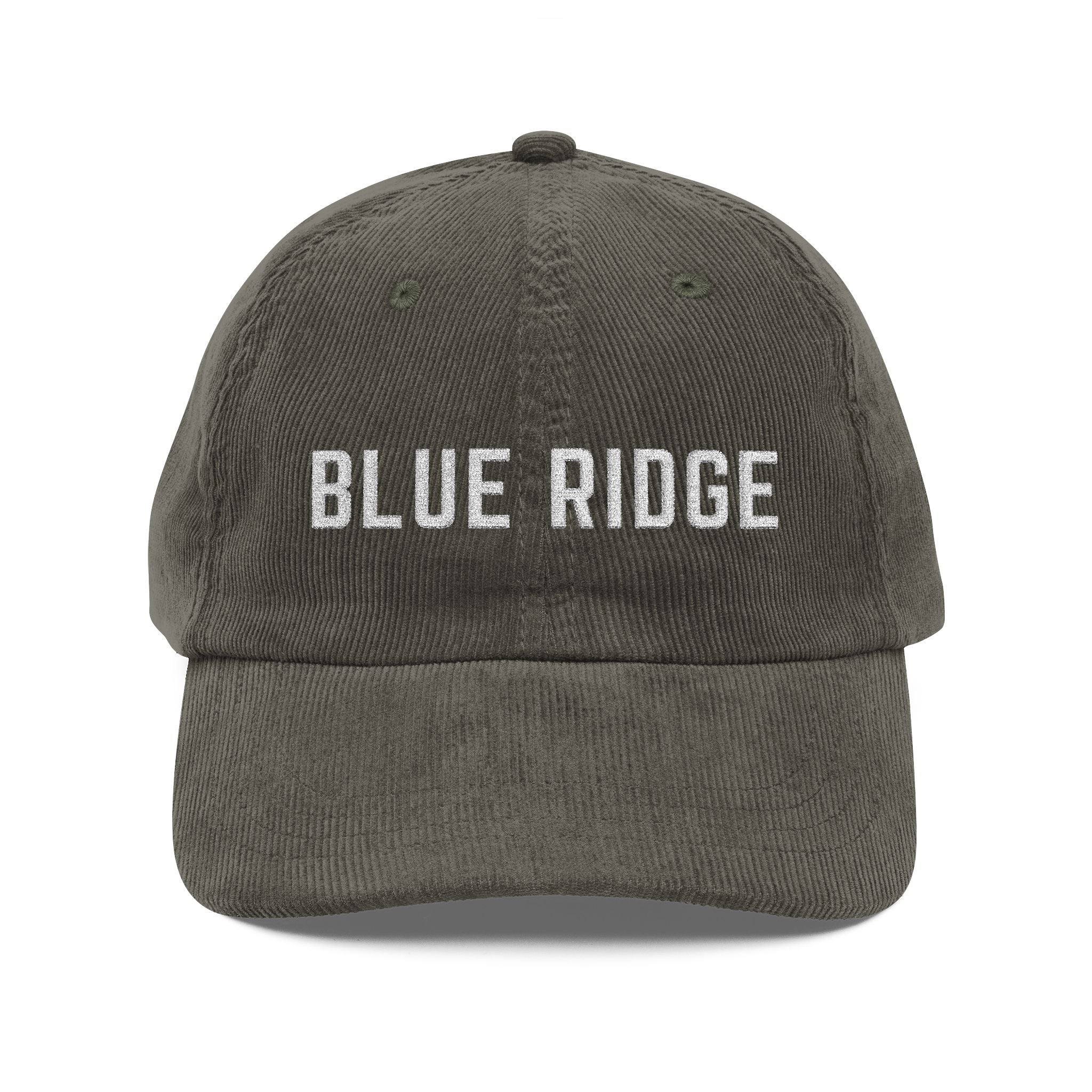 Olive corduroy hat with Blue Ridge embroidered in White by 515Gear.com
