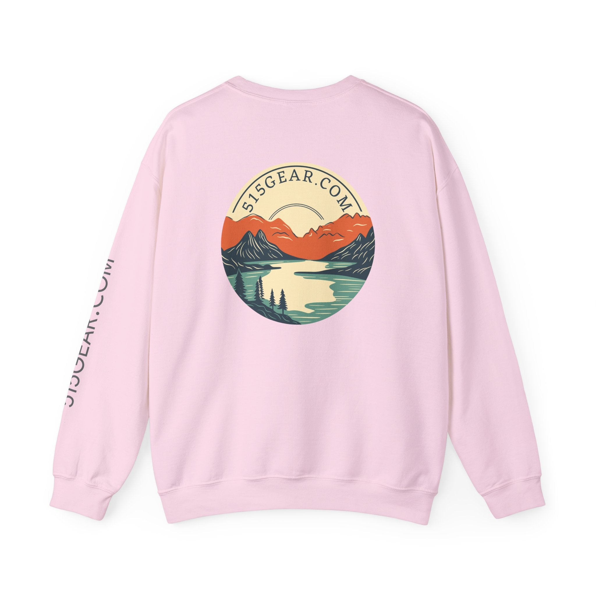 Crewneck sweatshirt, graphic on back featuring mountain range | by 515gear.Com |