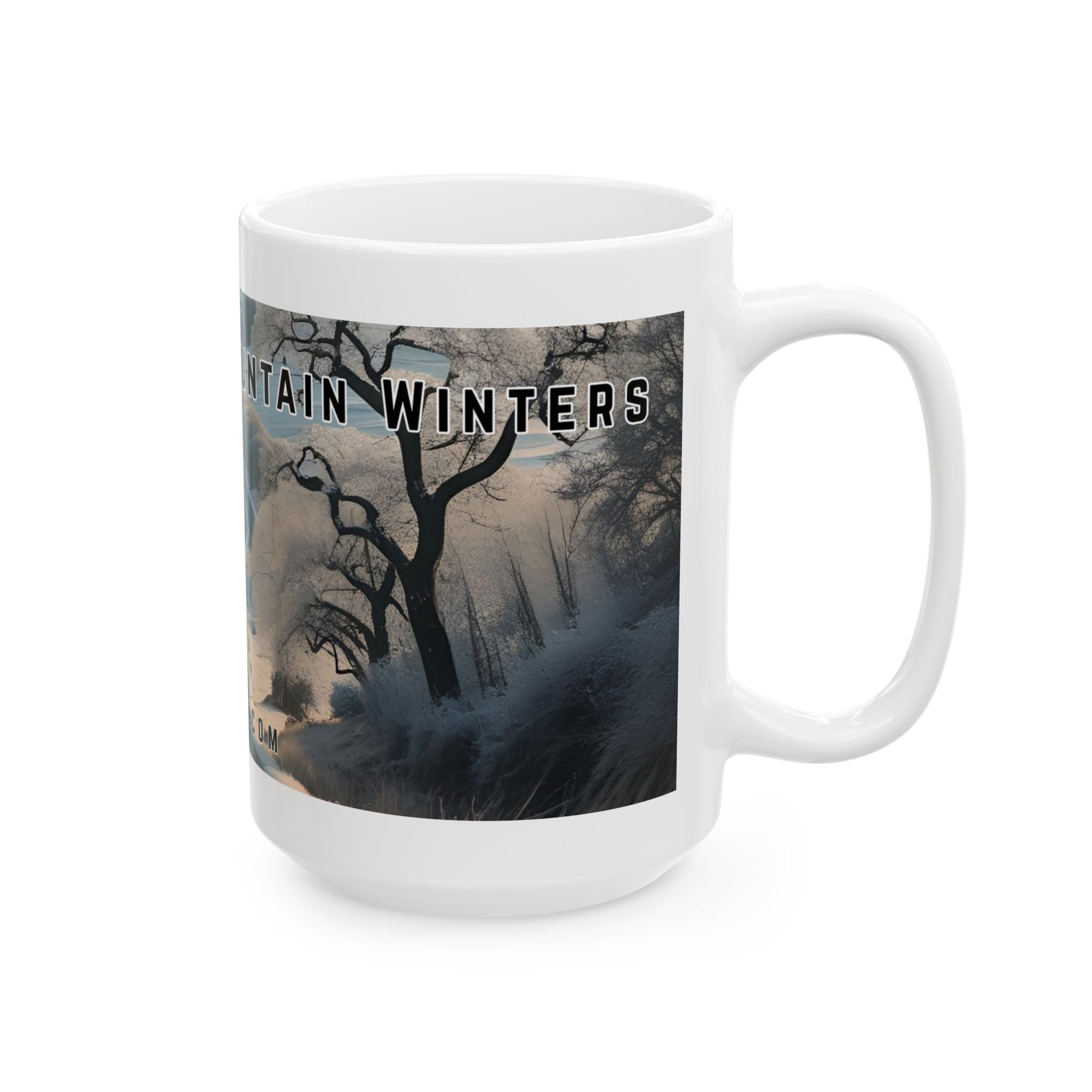Mug with a vintage scenic design of a rural road cutting through the North Georgia Mountains in Winter by 515Gear.com