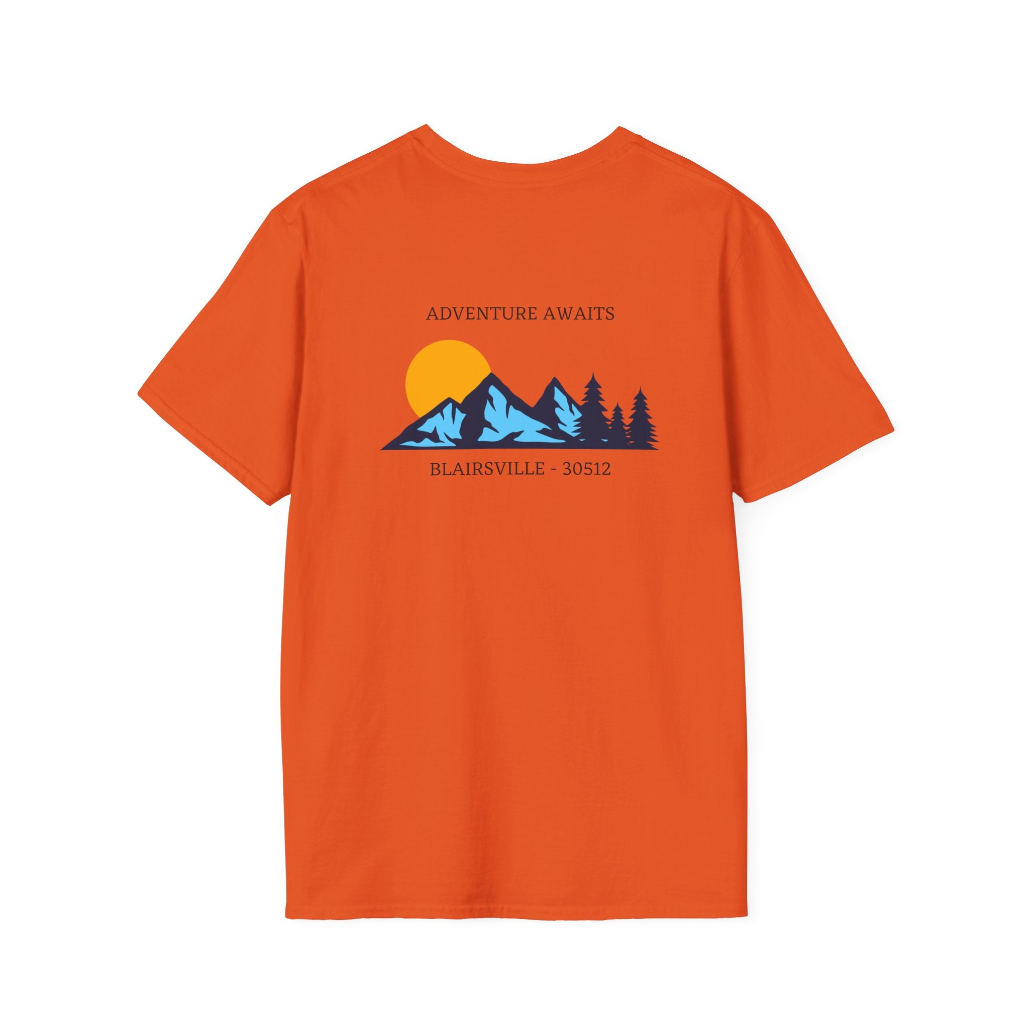 Adult t-shirt, graphic mountains 'ADVENTURE AWAITS', by 515Gear.com |Blairsville, GA |