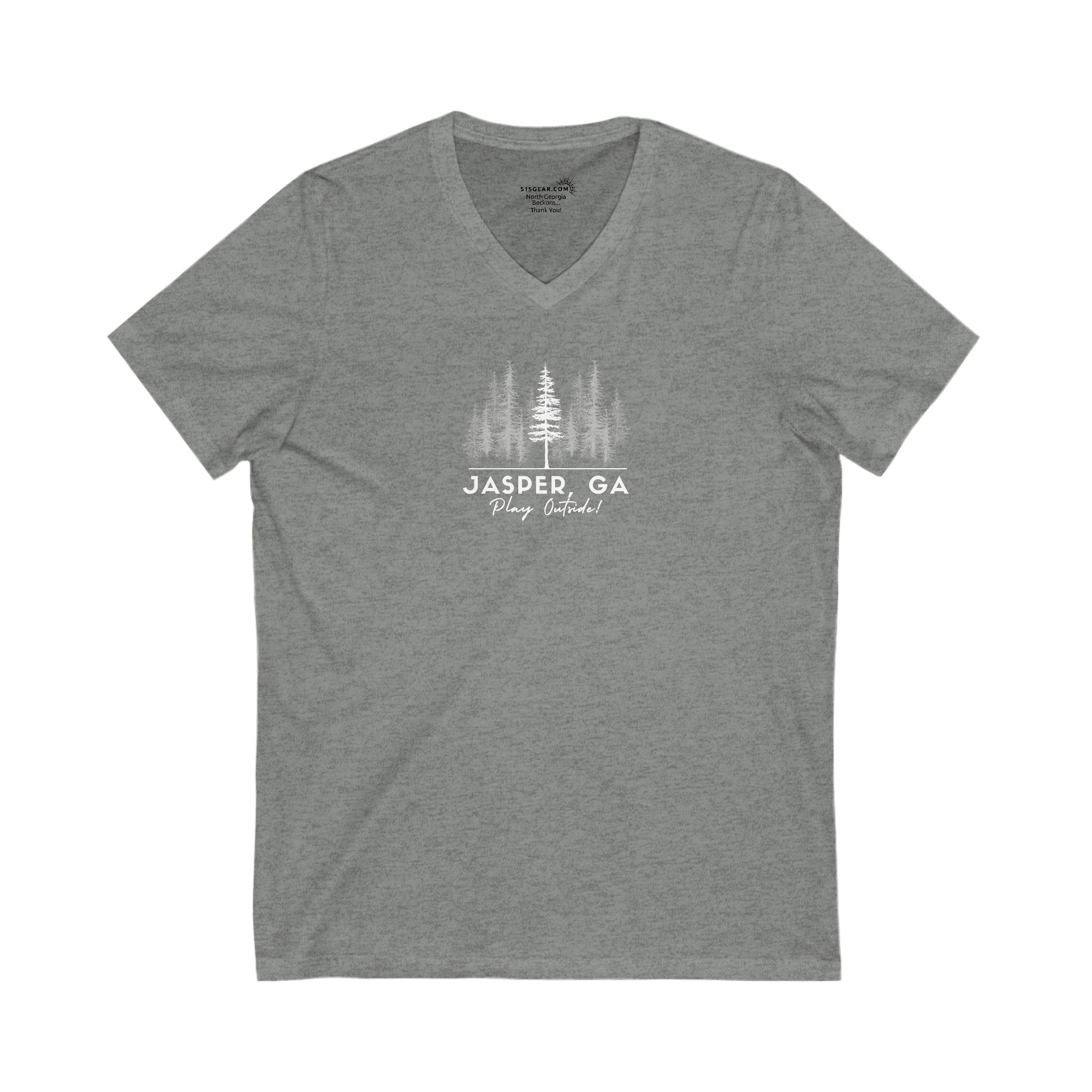 Women’s V-Neck T-shirt, Play Outside, by 515Gear.com | Jasper, GA | Forest themed