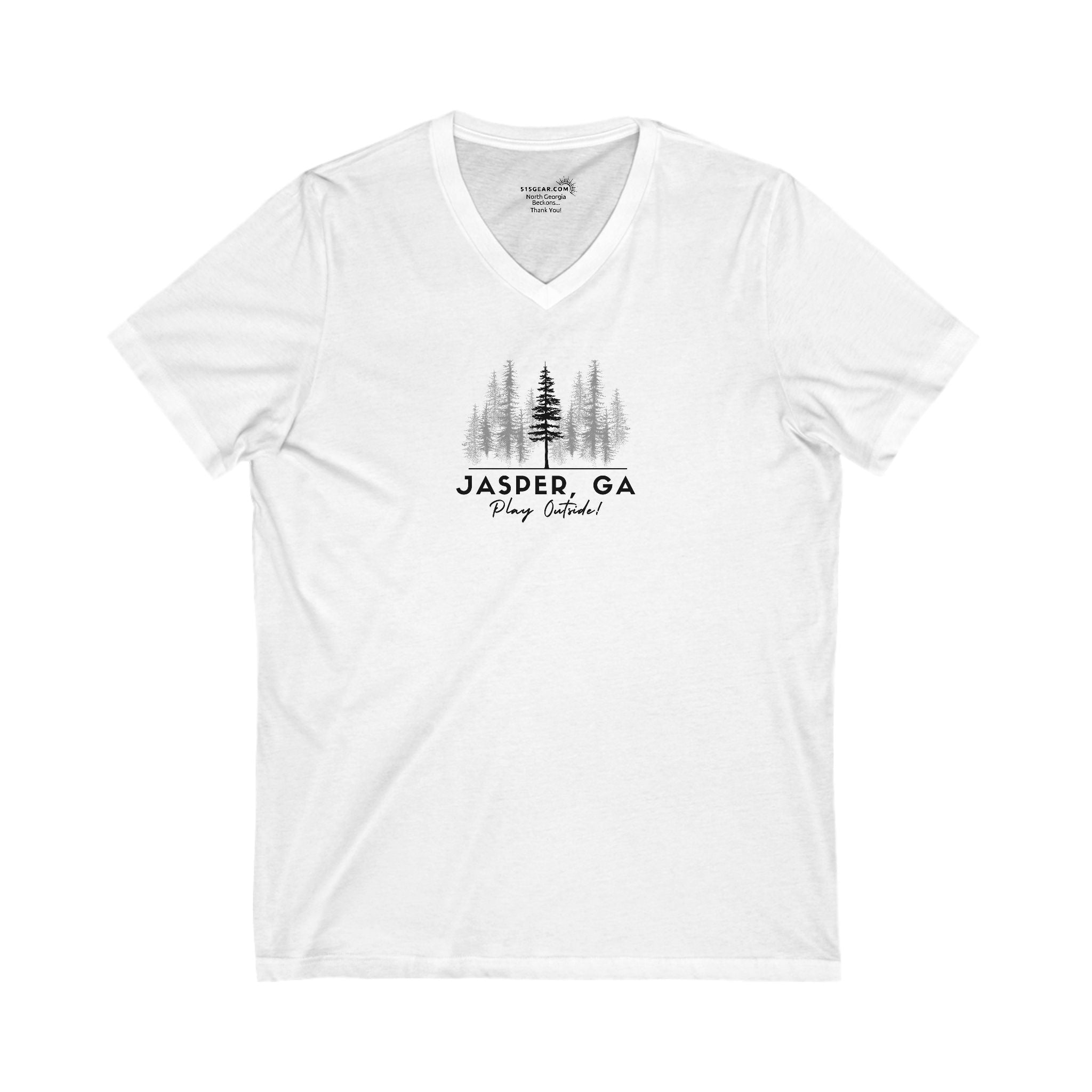Women’s V-Neck T-shirt, Play Outside, by 515Gear.com | Jasper, GA | Forest themed