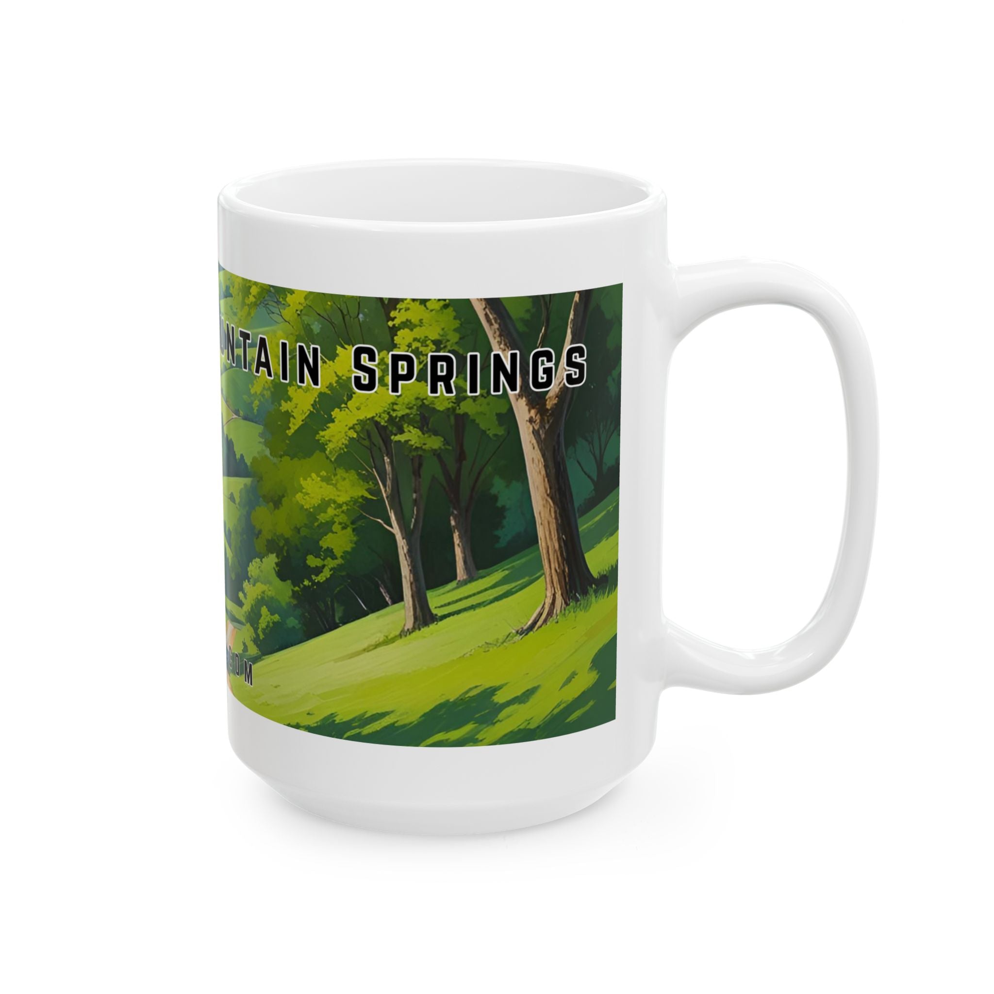 Mug with a vintage scenic design of a rural road cutting through the North Georgia Mountains in Spring by 515Gear.com