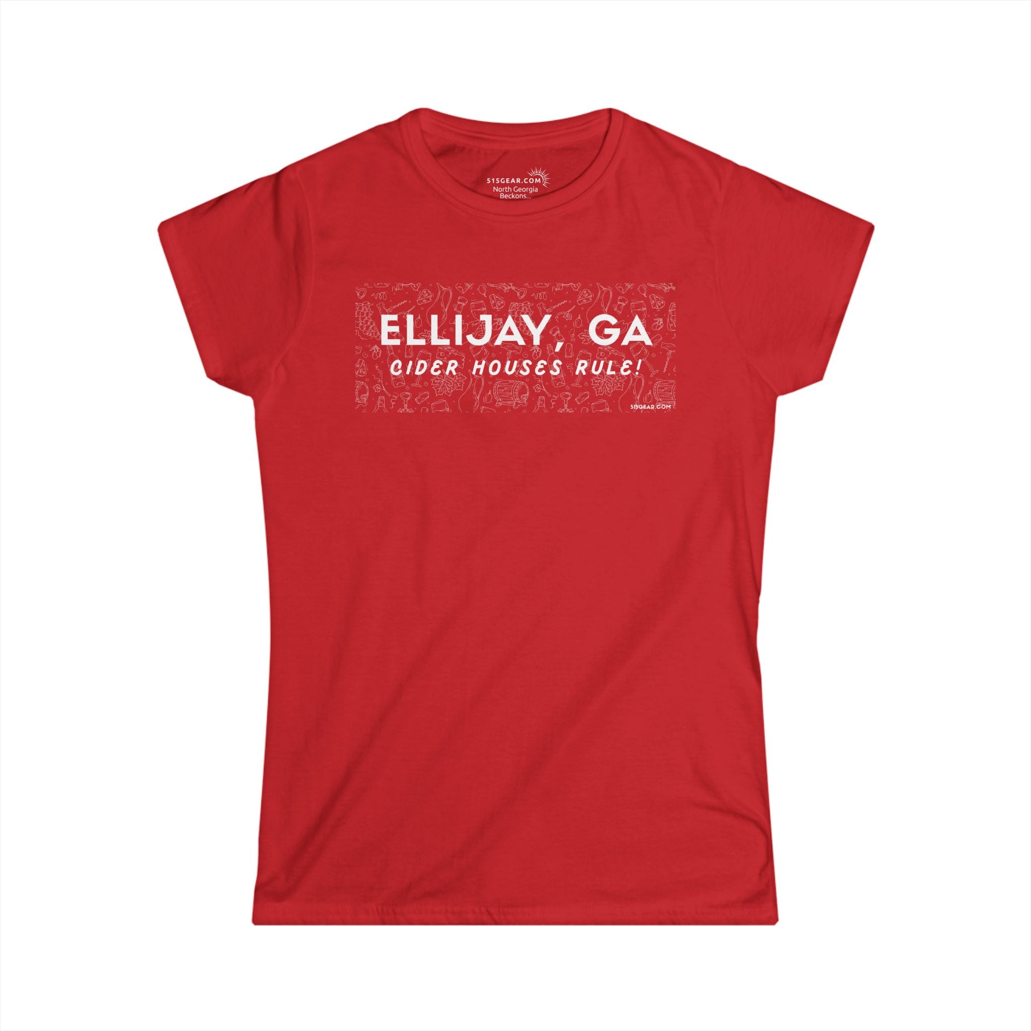 Woman's Ellijay, GA Red t-shirt "Cider Houses Rule" by 515Gear.com | Mountain Orchard life