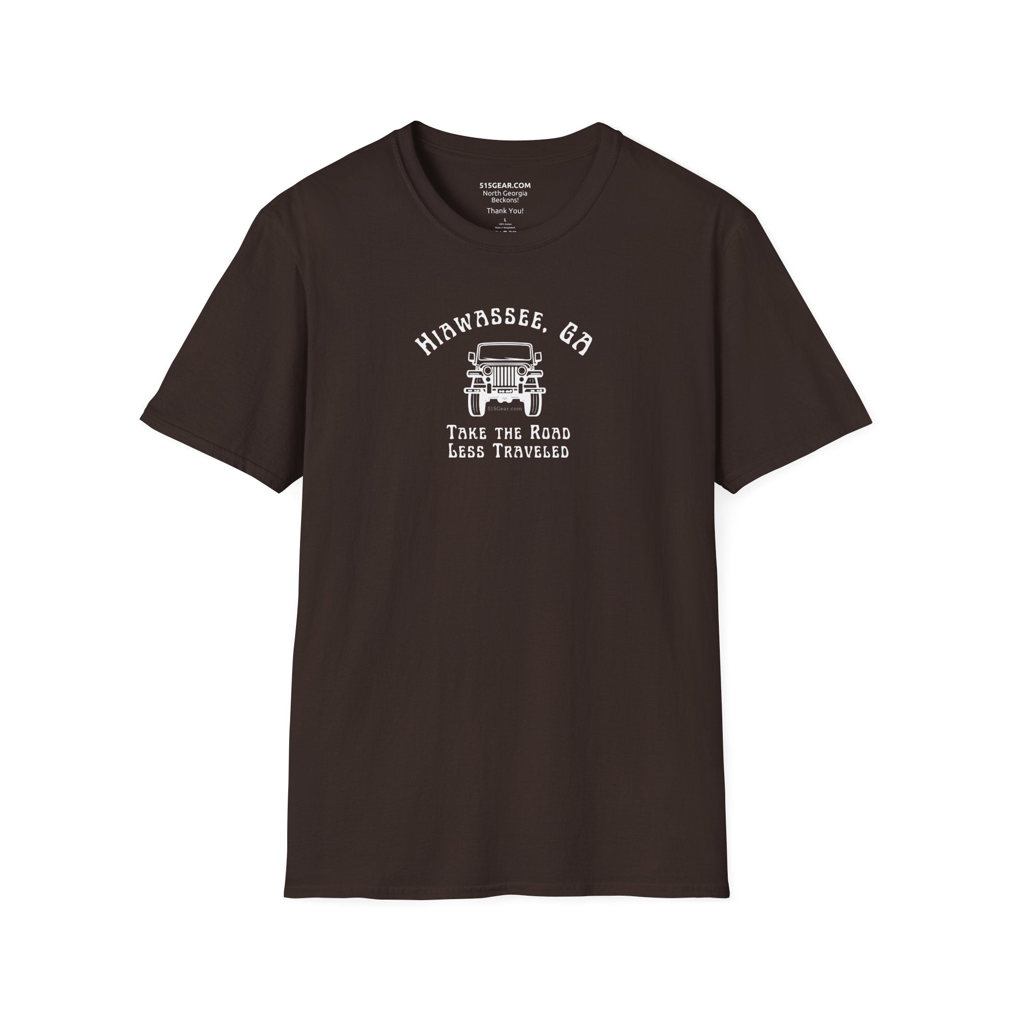 Unisex Adult T-shirt, cool Jeep Graphic, by 515Gear.com | Hiawassee, GA | Take the Road Less Traveled
