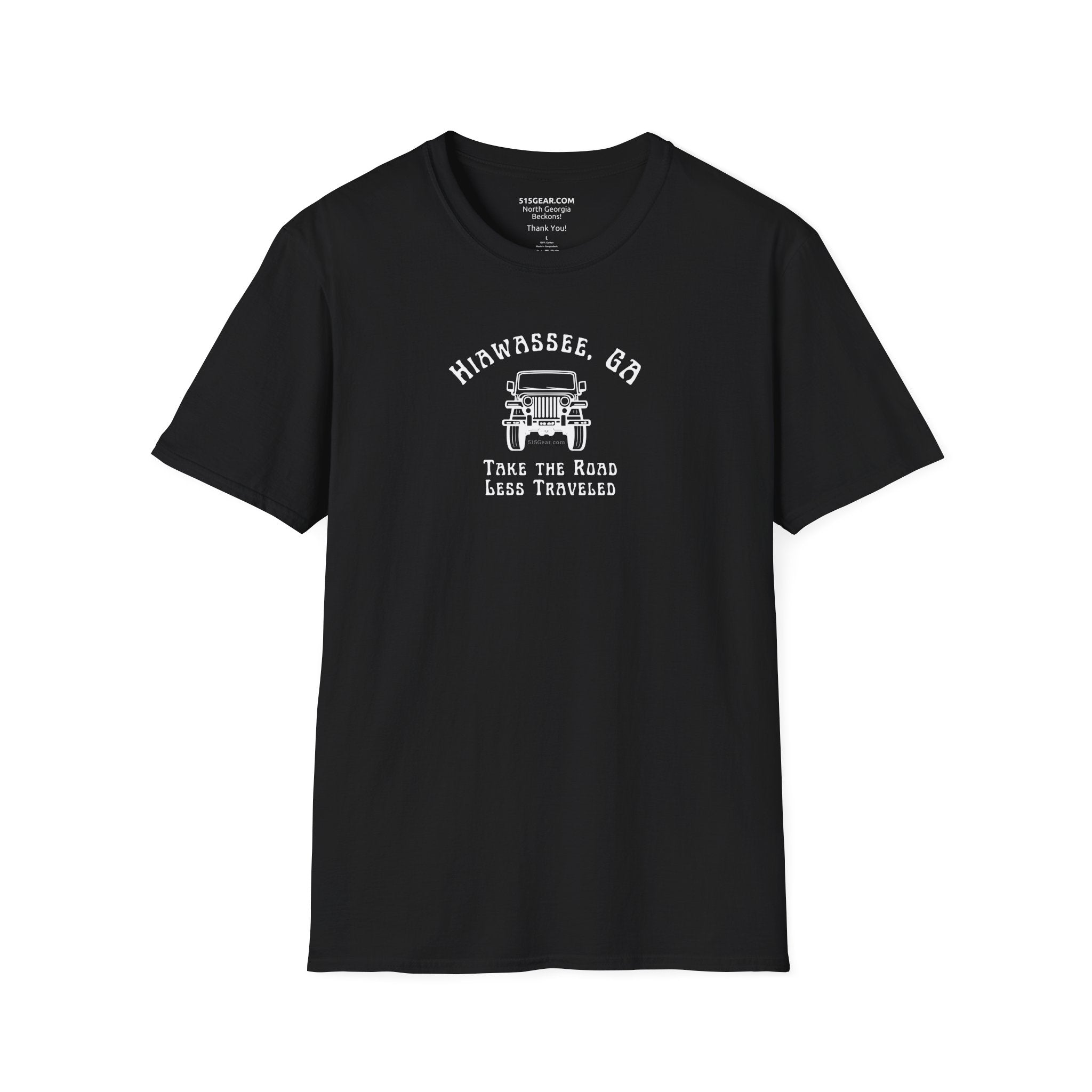 Unisex Adult T-shirt, cool Jeep Graphic, by 515Gear.com | Hiawassee, GA | Take the Road Less Traveled
