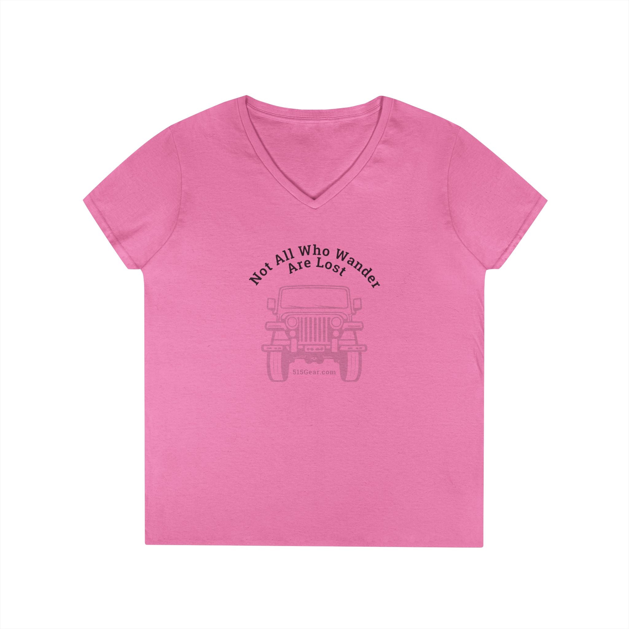 Not all who wander are Lost, Jeep graphic, Women's adult V-Neck T-Shirt by 515Gear.com