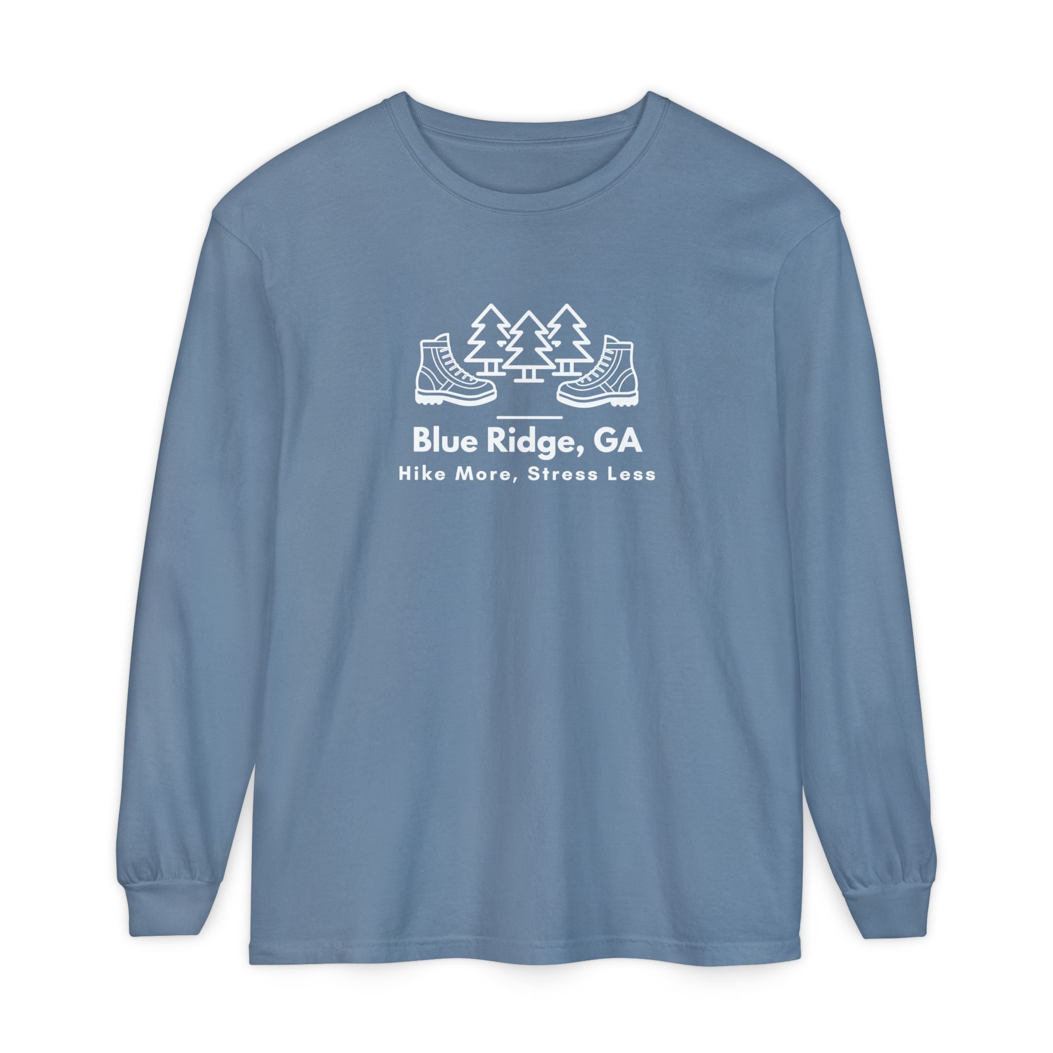 Unisex Adult Long Sleeve T-shirt, Hike More, Stress Less, by 515Gear.com | Blue Ridge, GA | Get out there!