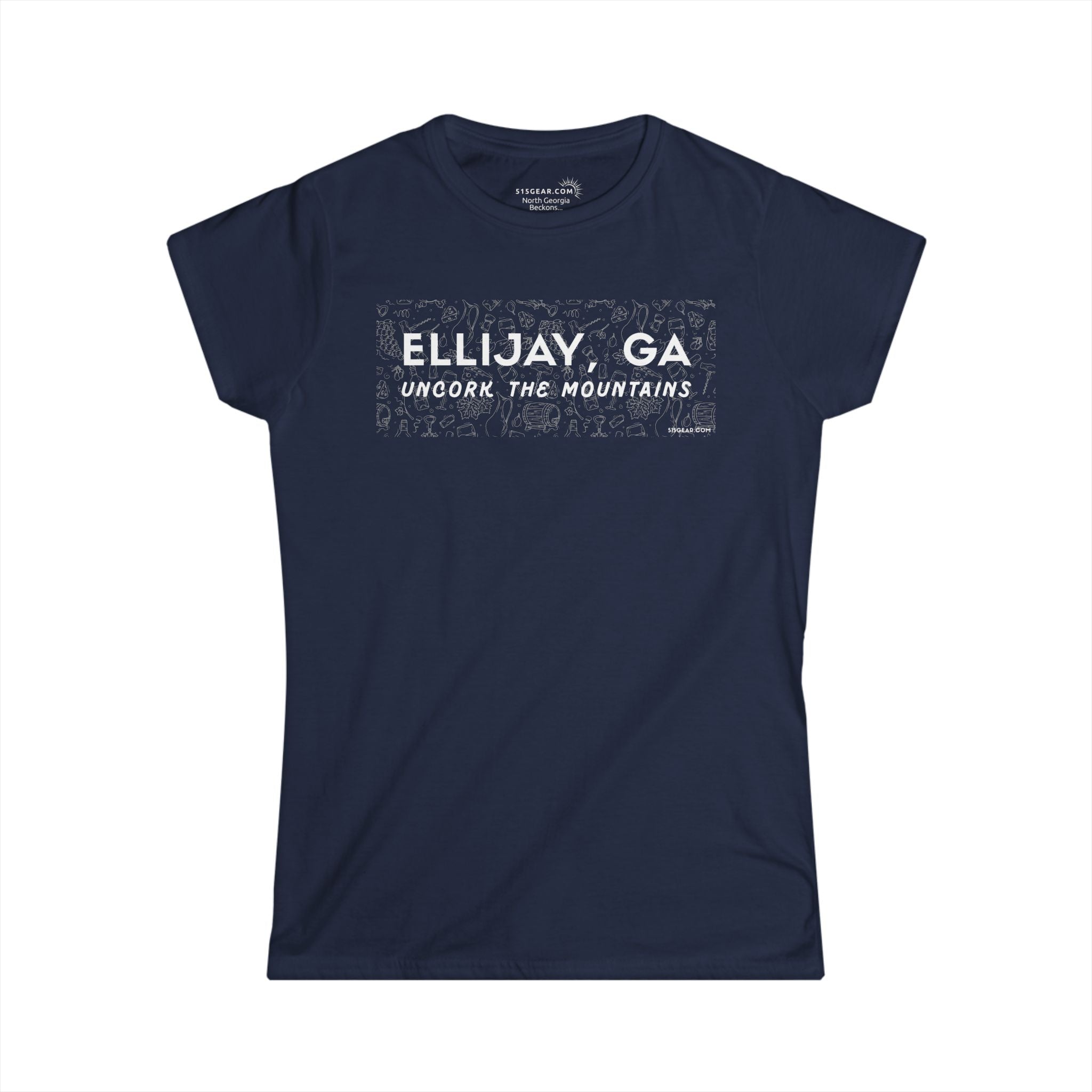 Women’s t-shirt by 515Gear.com | Ellijay, GA | Uncork with vineyard lifestyle graphic perfect for girls’ weekends