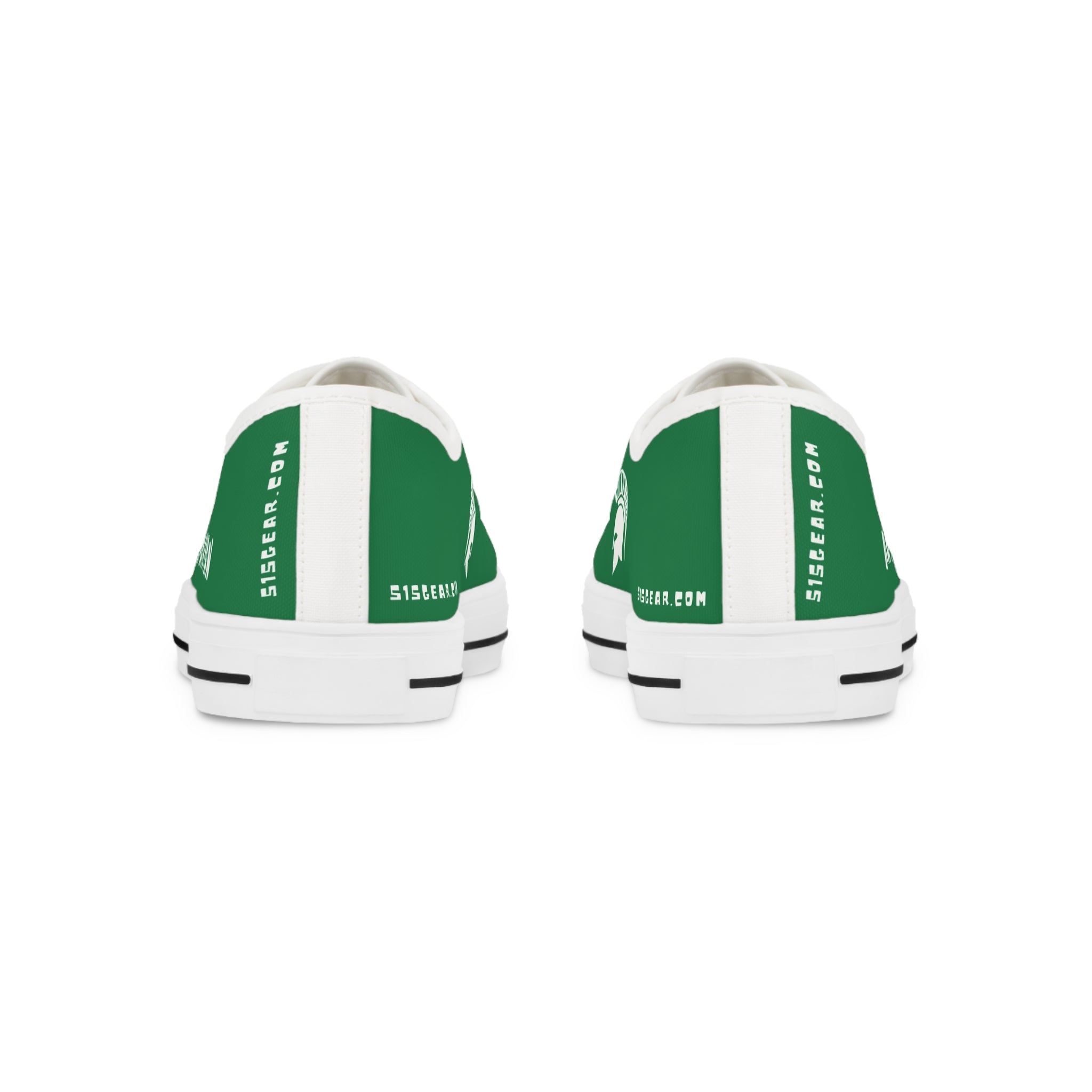 Green and white sneakers with always spartan branding