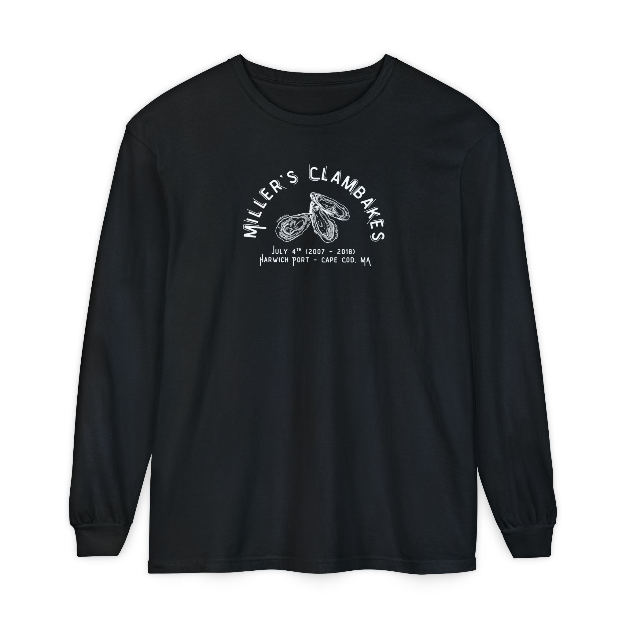 Oysters - Miller’s Clambakes Harwich Port MA Long-Sleeve T-Shirt (Comfort Colors®)