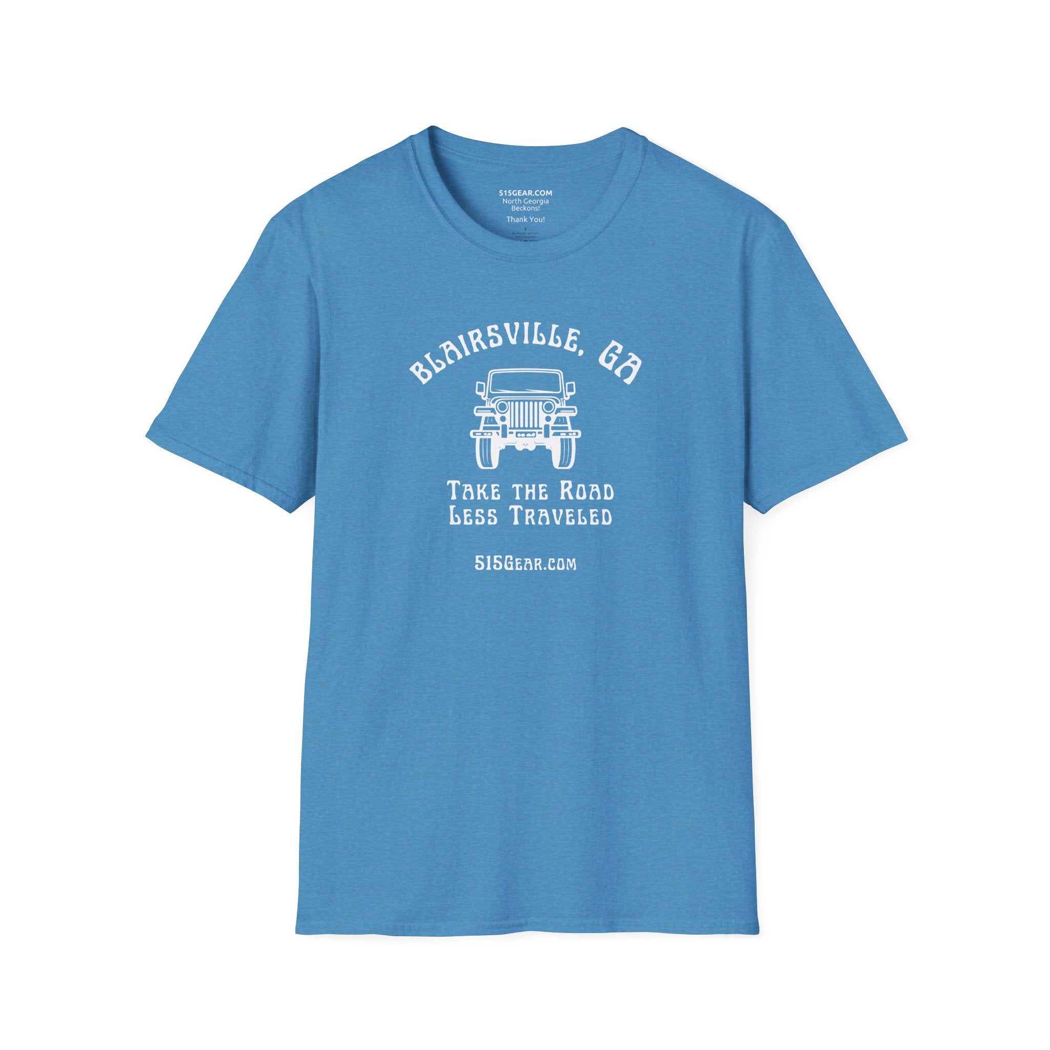 Unisex Adult T-shirt, cool Jeep Graphic, by 515Gear.com | Blairsville, GA | Take the Road Less Traveled