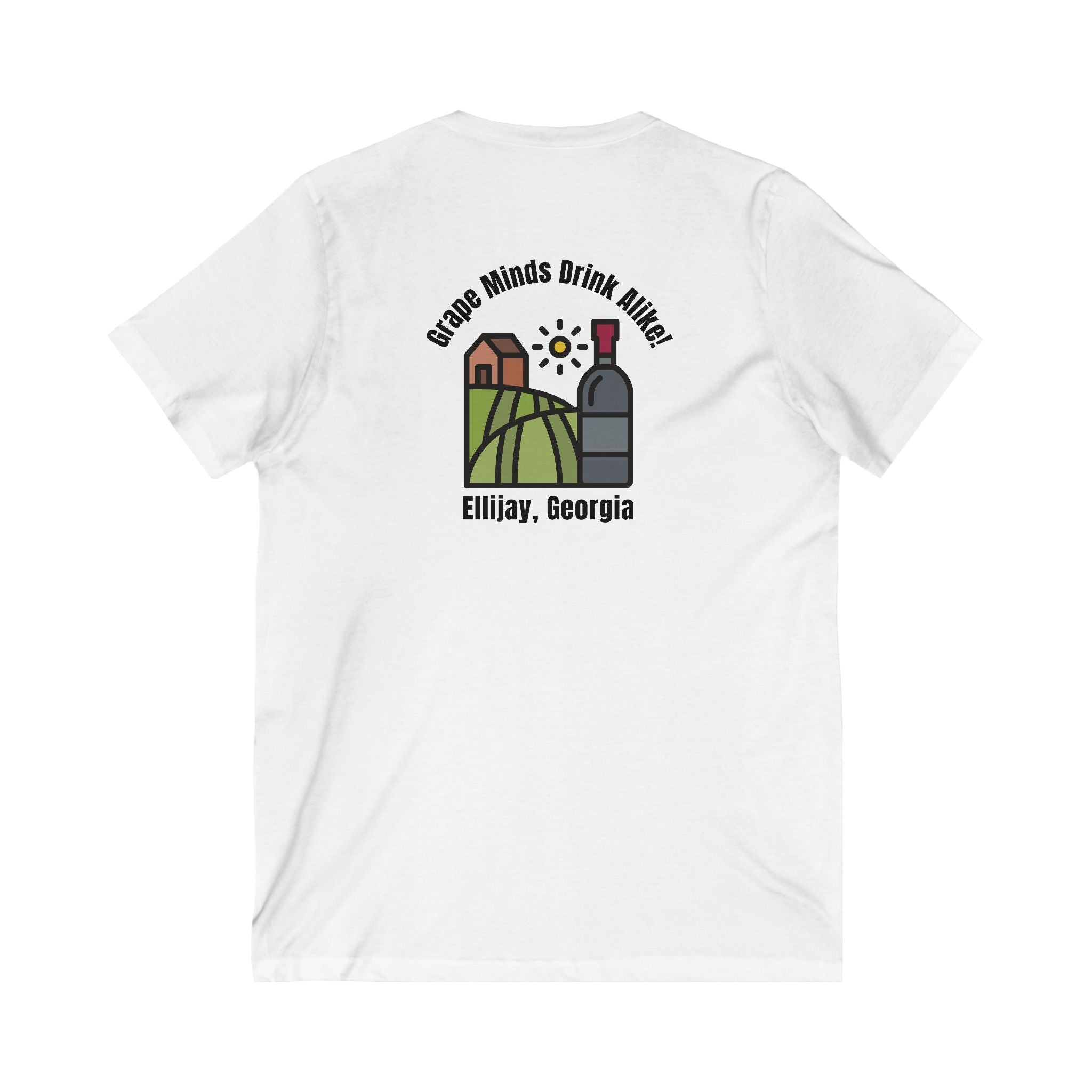 Adult Women's V-Neck T-Shirt, Grape Minds Drink Alike, by 515Gear.com | Ellijay, GA | Wineries Await!