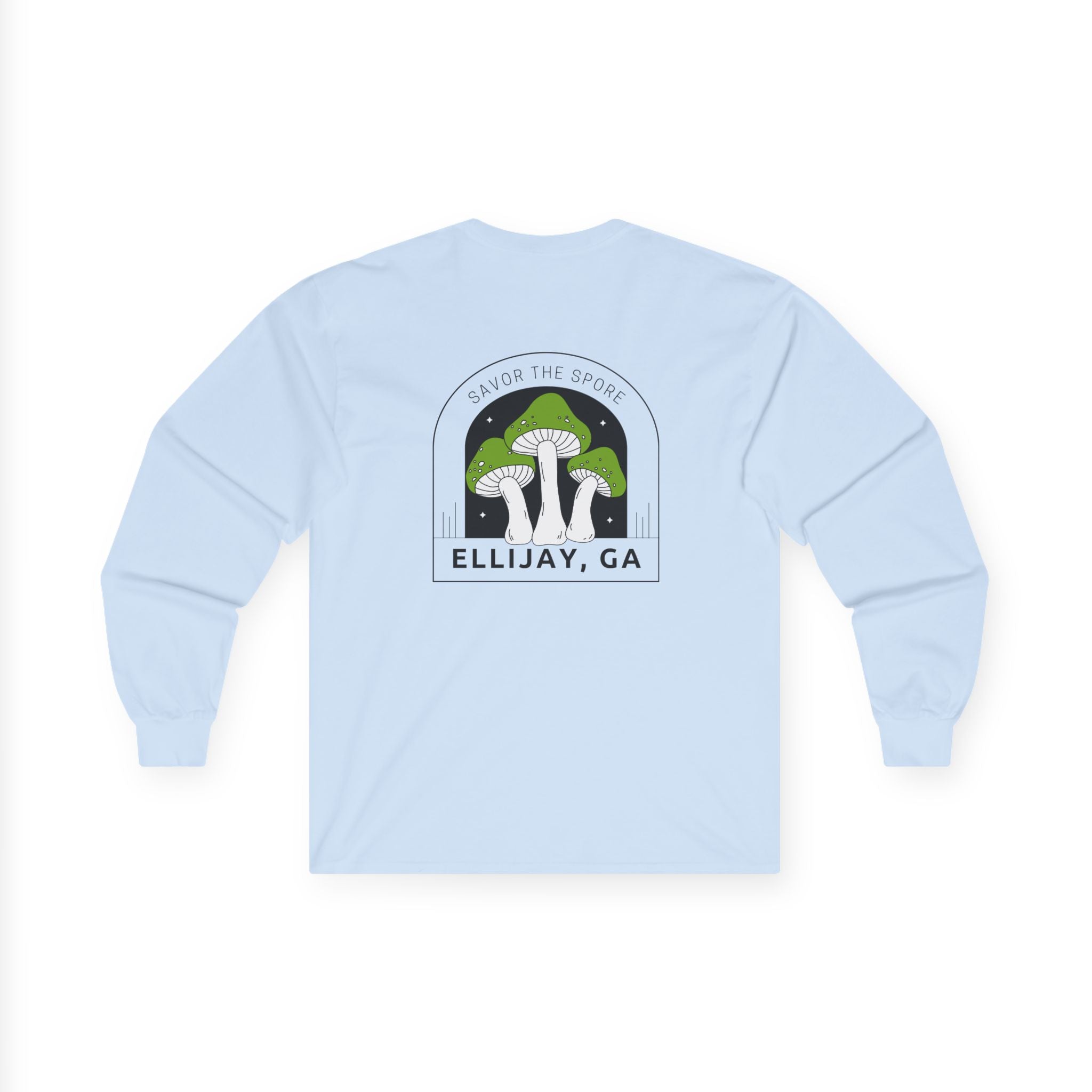 Unisex Adult Long Sleeve T-shirt, Savor the Spore Design by 515Gear.com | Ellijay, GA | Mushrooms are the most Fun Guys!