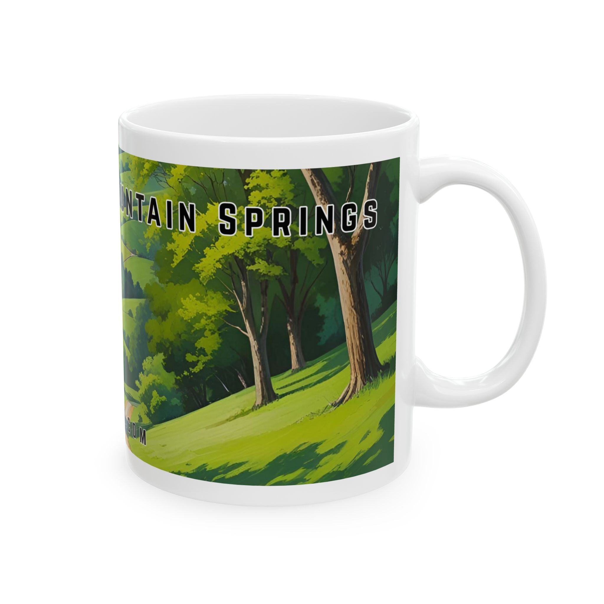 Mug with a vintage scenic design of a rural road cutting through the North Georgia Mountains in Spring by 515Gear.com