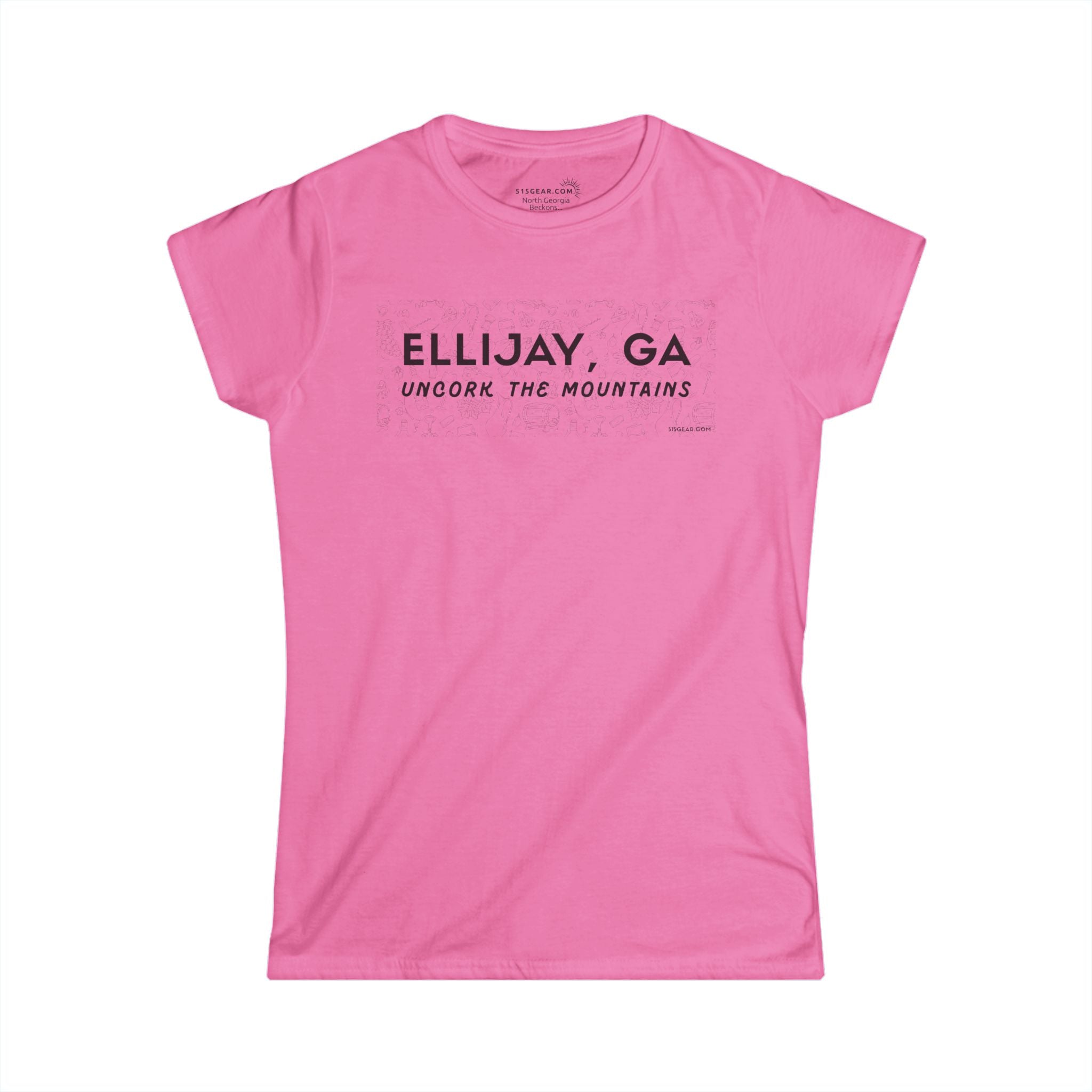 Women’s t-shirt by 515Gear.com | Ellijay, GA | Uncork with vineyard lifestyle graphic perfect for girls’ weekends
