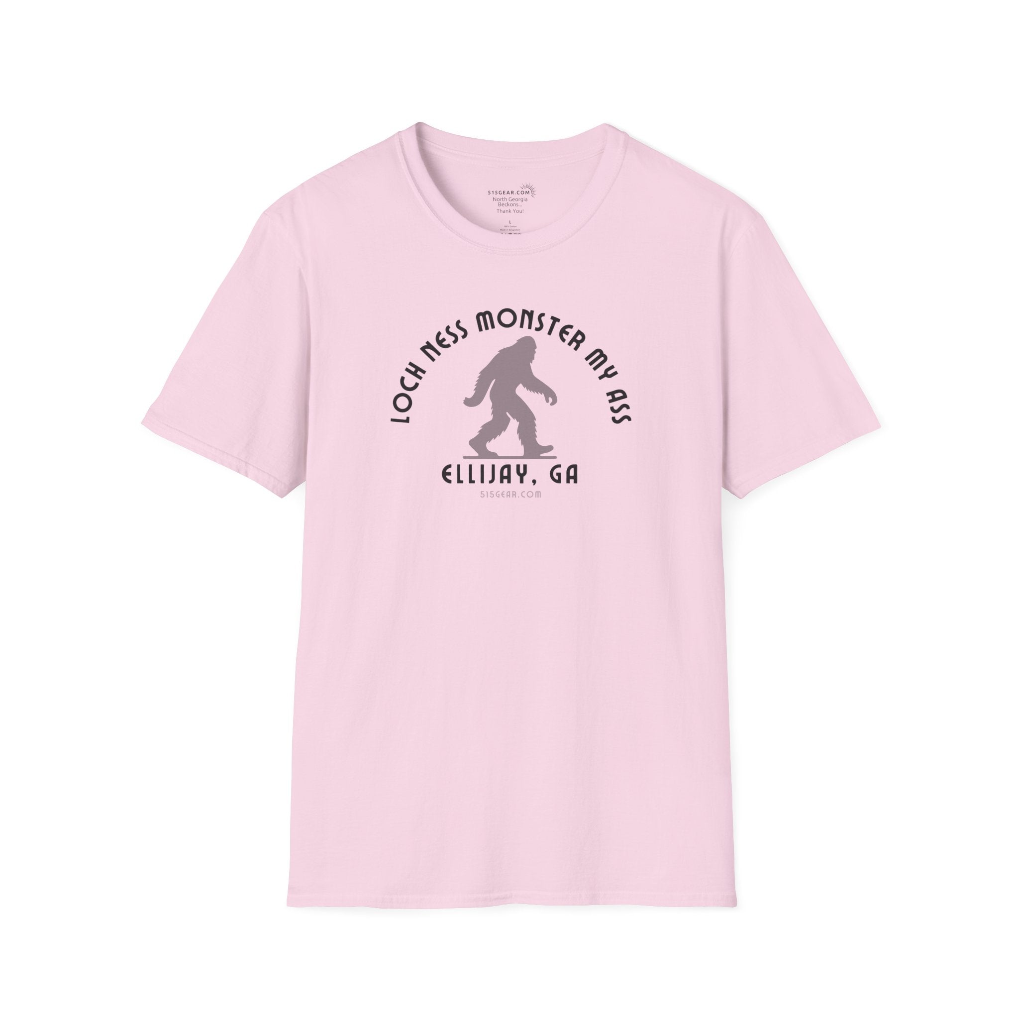 Unisex Bigfoot T-shirt with 'Loch Ness Monster My Ass’ text Ellijay GA funny cryptid graphic by 515 Gear