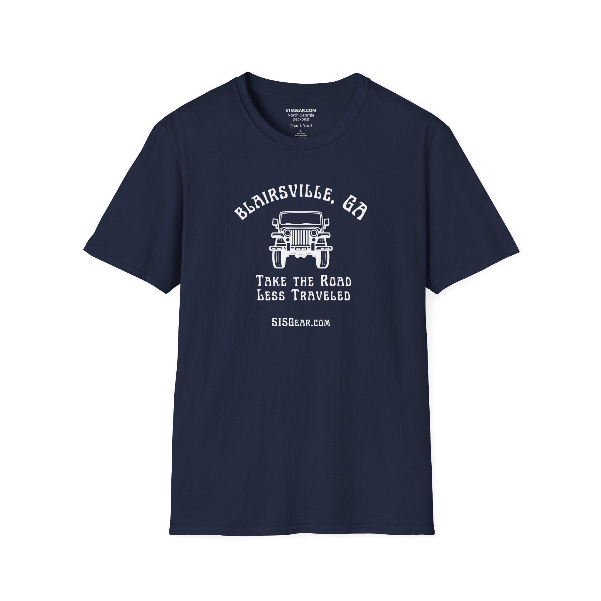 Unisex Adult T-shirt, cool Jeep Graphic, by 515Gear.com | Blairsville, GA | Take the Road Less Traveled
