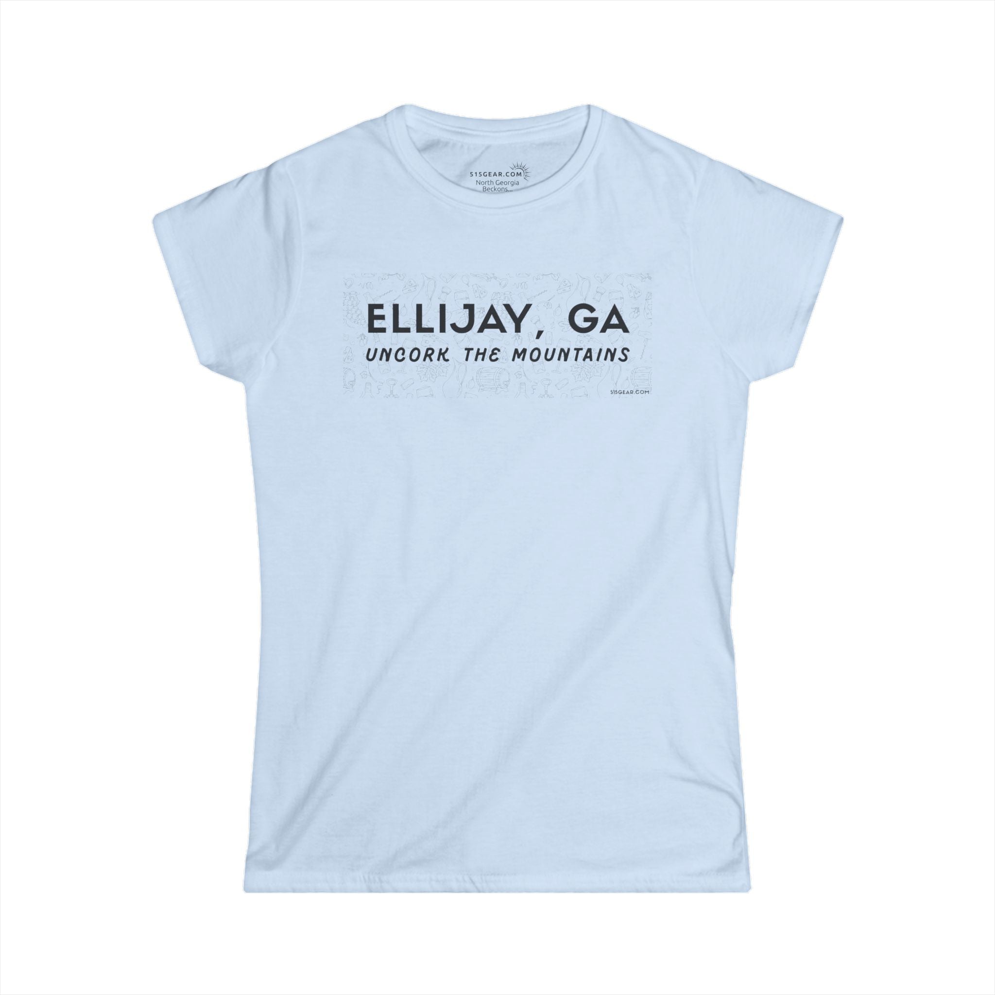 Women’s t-shirt by 515Gear.com | Ellijay, GA | Uncork with vineyard lifestyle graphic perfect for girls’ weekends