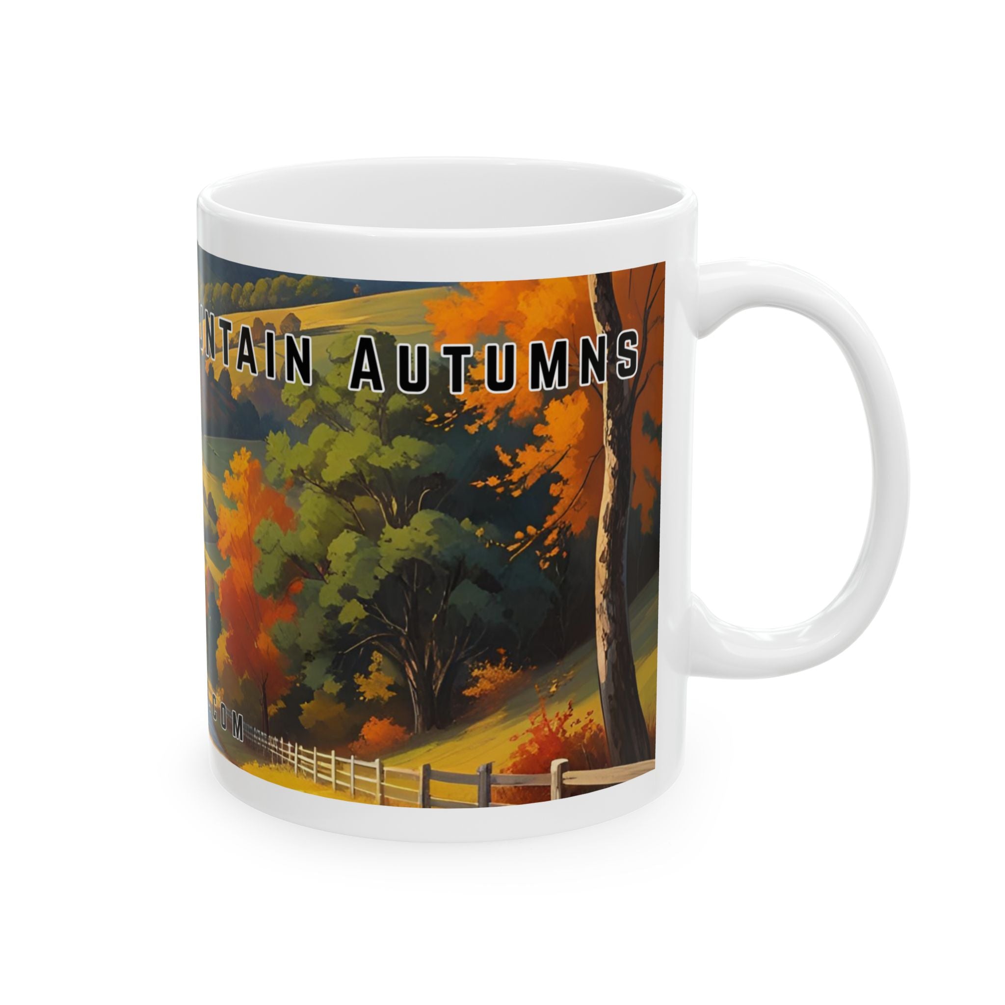 Mug with a vintage scenic design of a rural road cutting through the North Georgia Mountains in Autumn by 515Gear.com