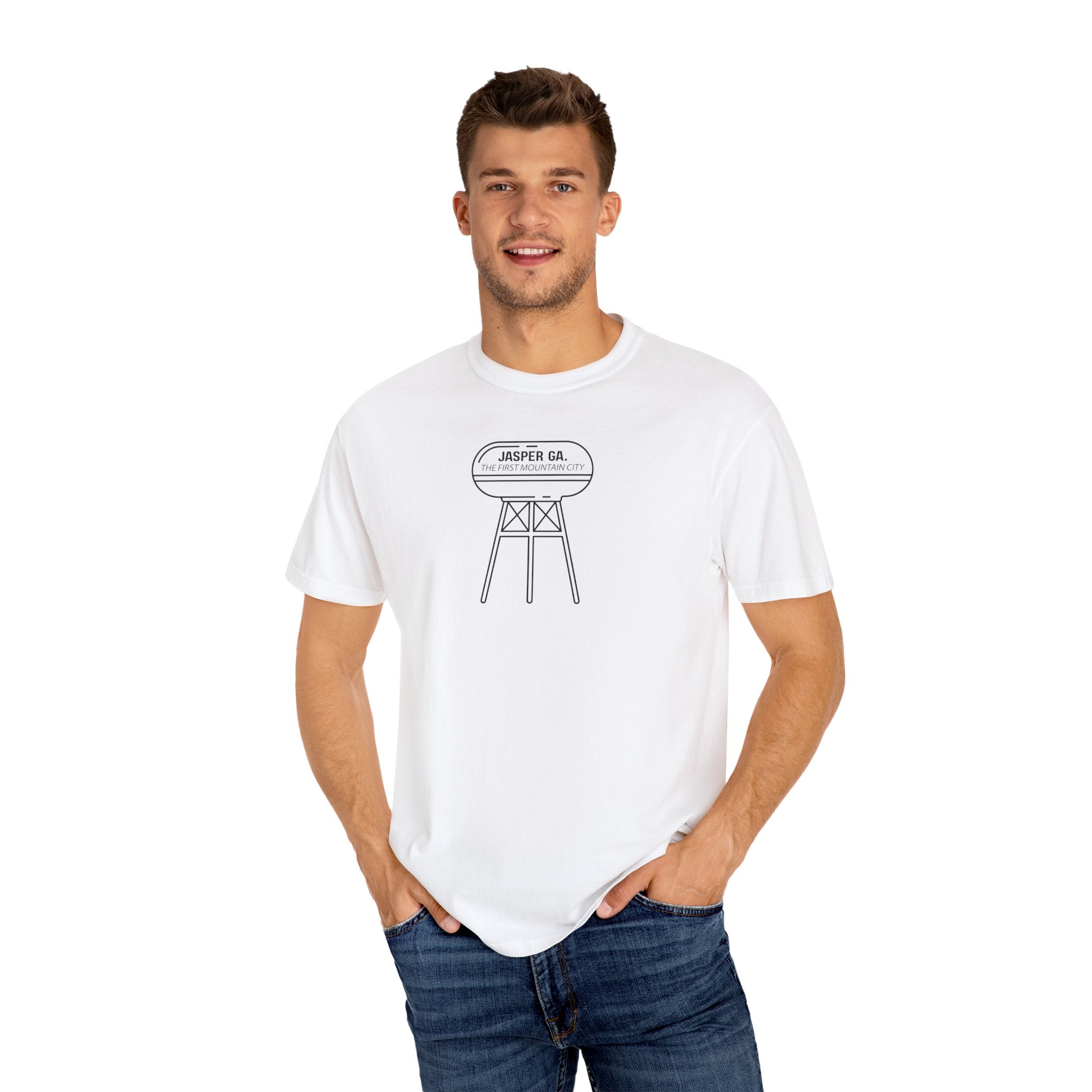 Jasper, GA "First Mountain City" Water Tower, Unisex Garment-Dyed adult T-shirt by 515Gear.com