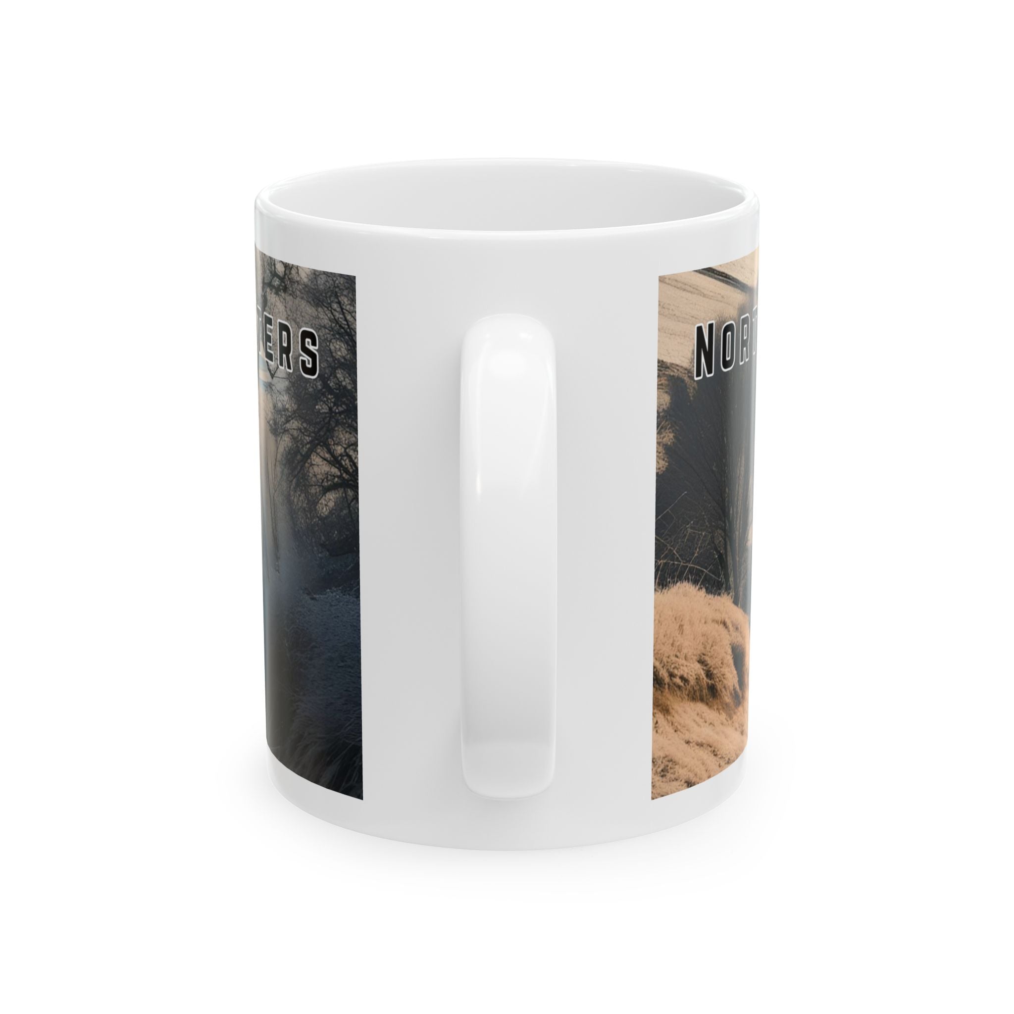 Mug with a vintage scenic design of a rural road cutting through the North Georgia Mountains in Winter by 515Gear.com