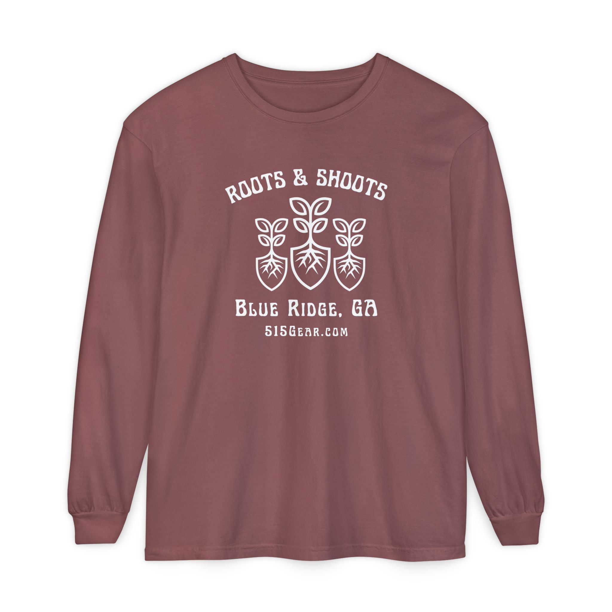 Unisex Adult Long Sleeve T-shirt, Roots & Shoots Design by 515Gear.com | Blue Ridge, GA | Gardening cheaper than Therapy!