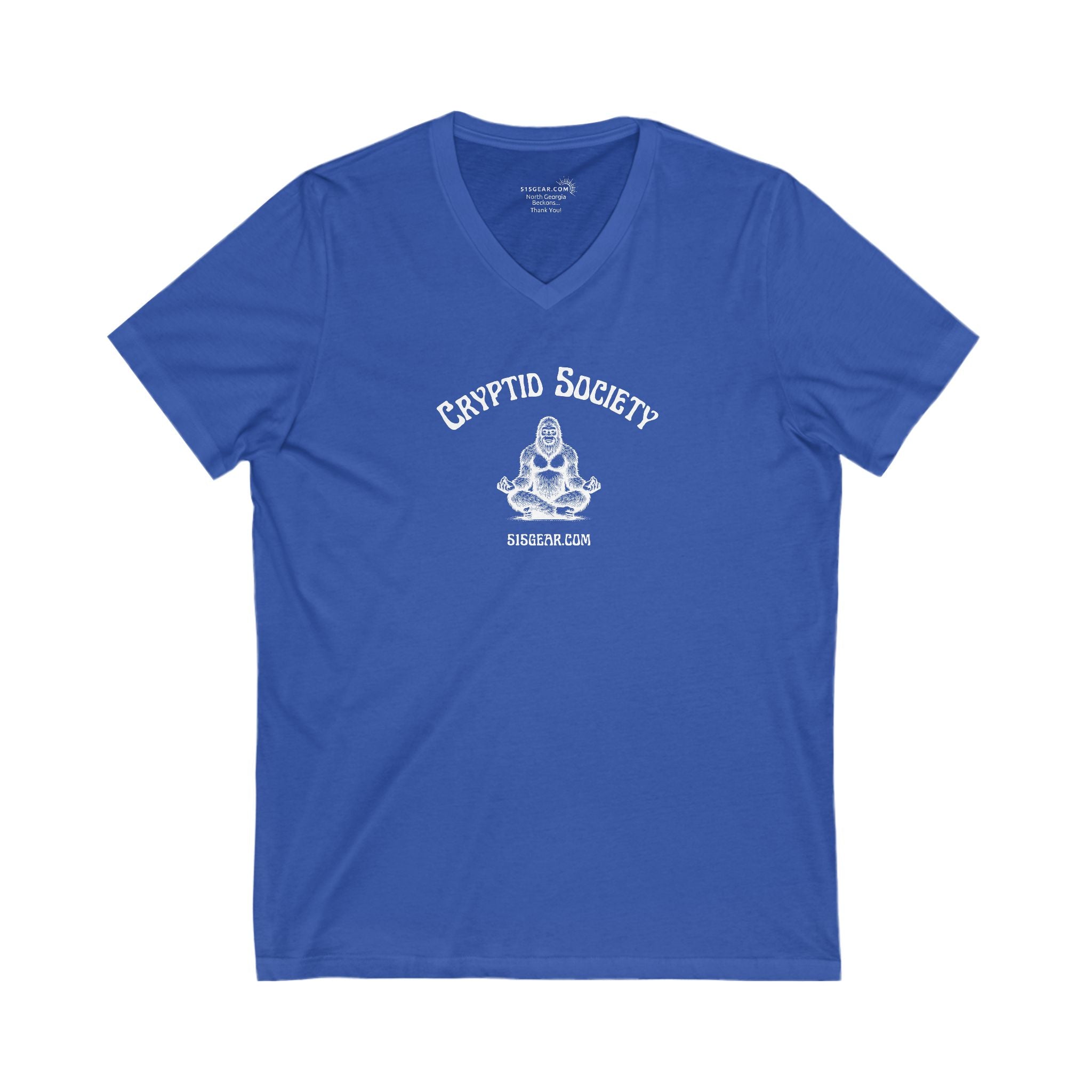 Women’s V-Neck T-shirt, Cryptid Society | by 515Gear.com | Sasquatch tranquility!