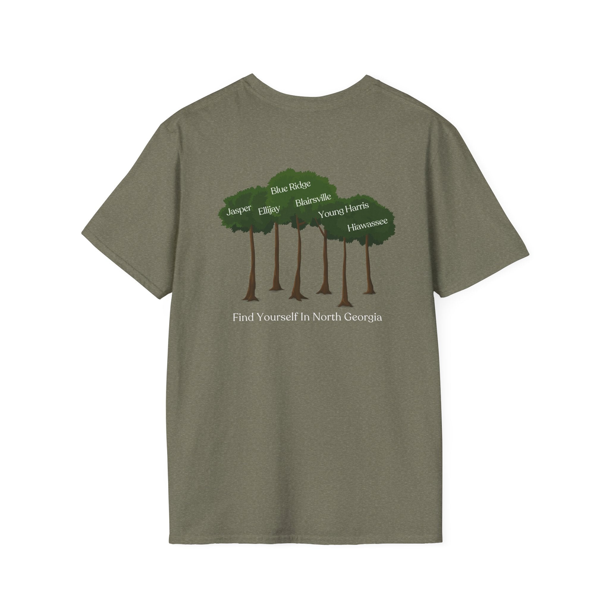 unisex adult T-shirt, Tree Graphic, by 515Gear.com, Find yourself in North Georgia!