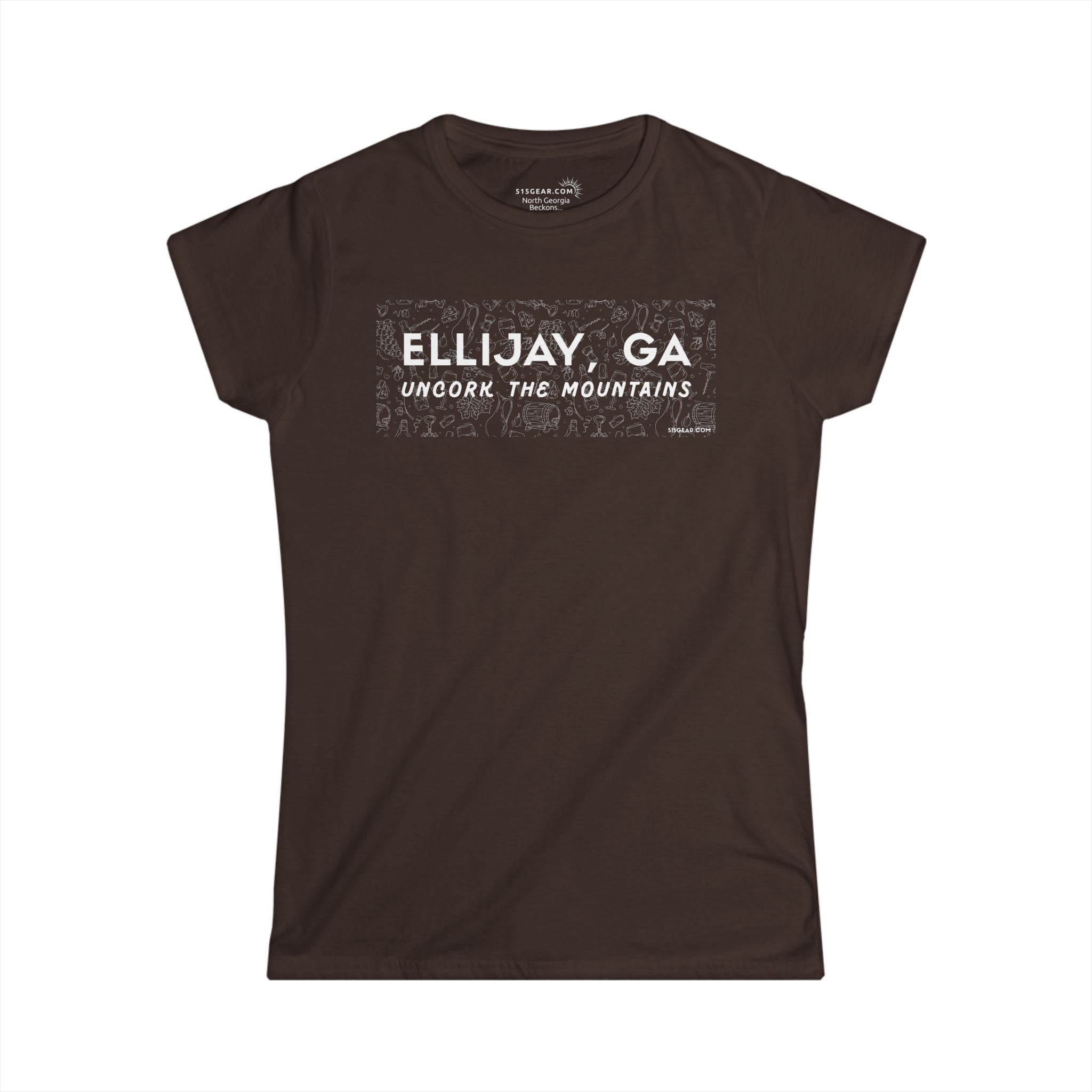 Women’s t-shirt by 515Gear.com | Ellijay, GA | Uncork with vineyard lifestyle graphic perfect for girls’ weekends