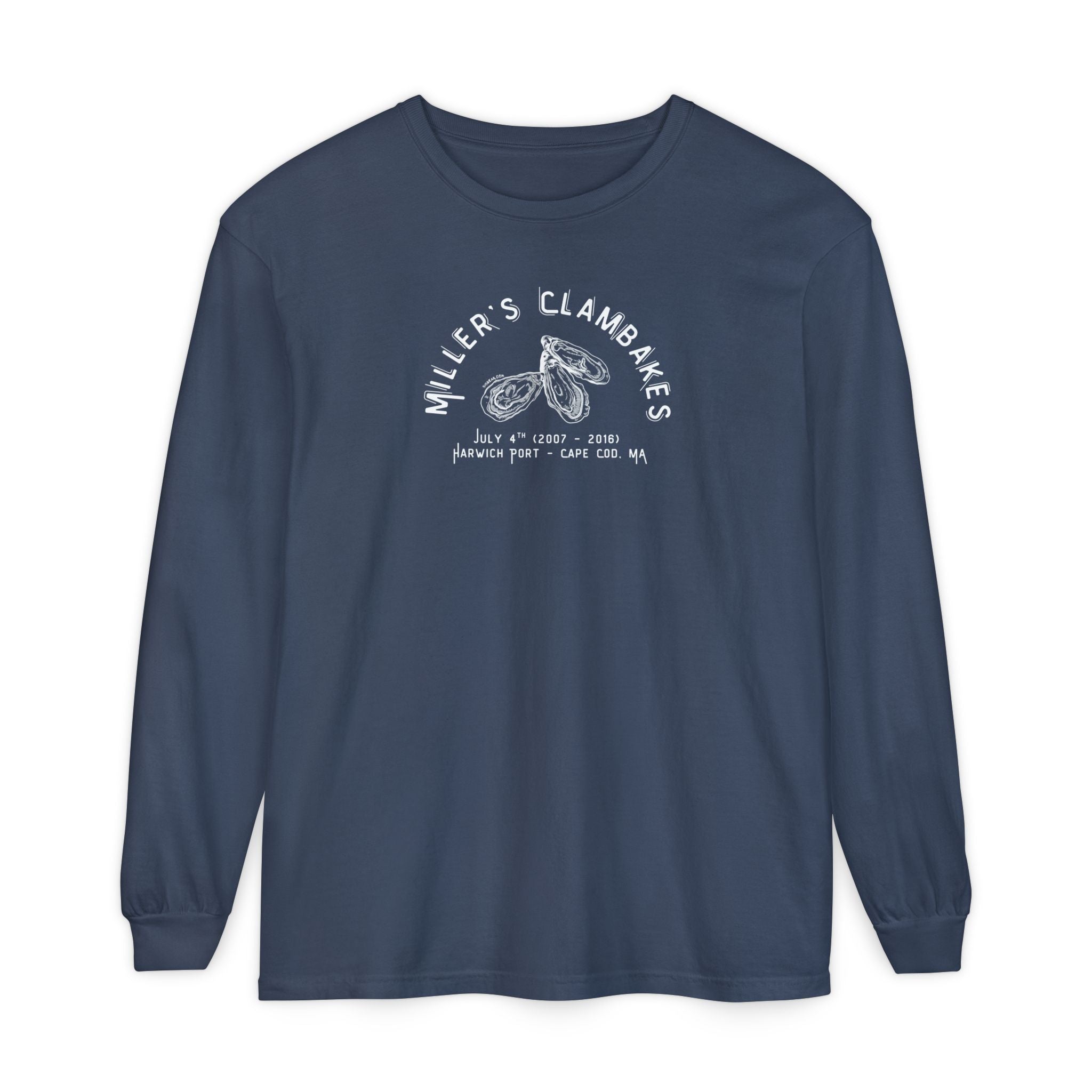Oysters - Miller’s Clambakes Harwich Port MA Long-Sleeve T-Shirt (Comfort Colors®)