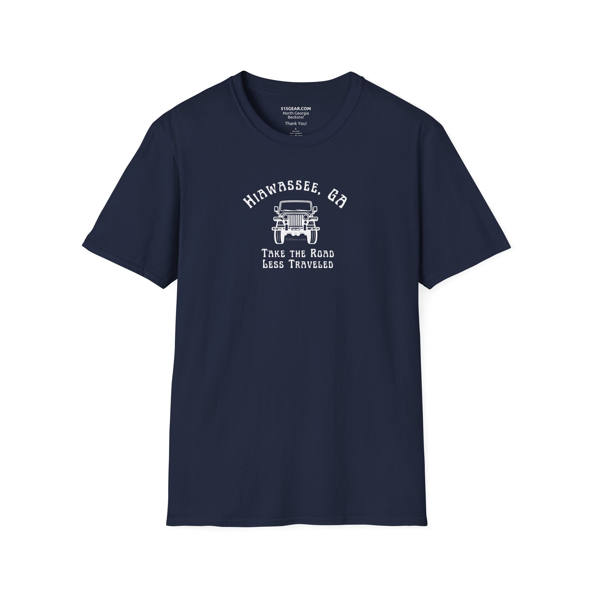 Unisex Adult T-shirt, cool Jeep Graphic, by 515Gear.com | Hiawassee, GA | Take the Road Less Traveled