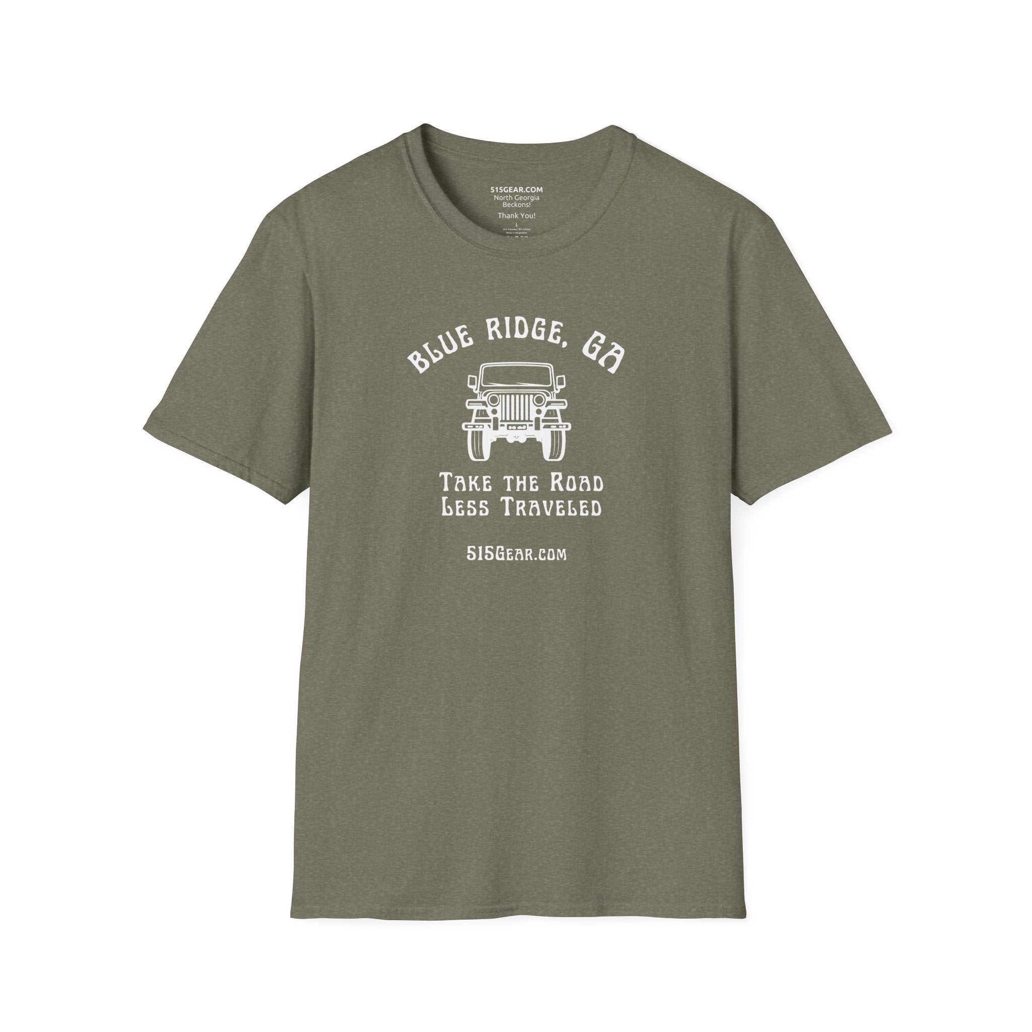 Unisex Adult T-shirt, cool Jeep Graphic, by 515Gear.com | Blairsville, GA | Take the Road Less Traveled