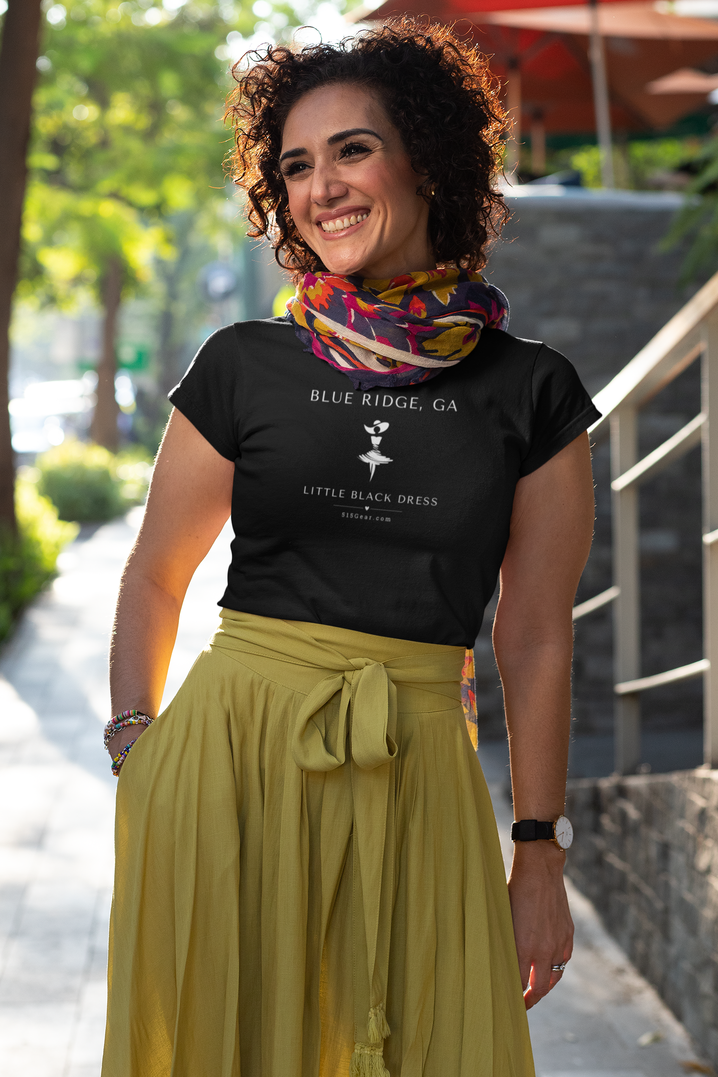 Blue Ridge, Little Black Dress, Woman's Short Sleeve V-Neck Tee