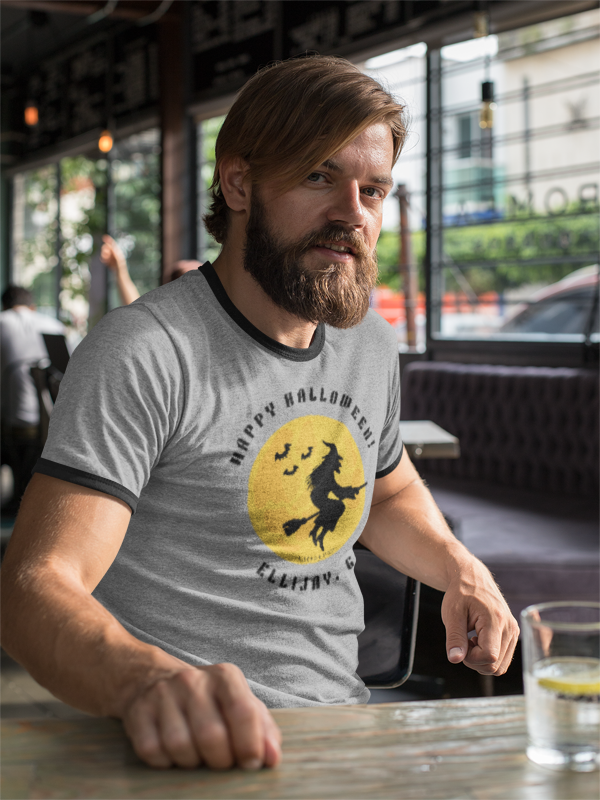 Moonlit Witch Ride – Happy Halloween from Ellijay, GA Cotton Ringer T-Shirt