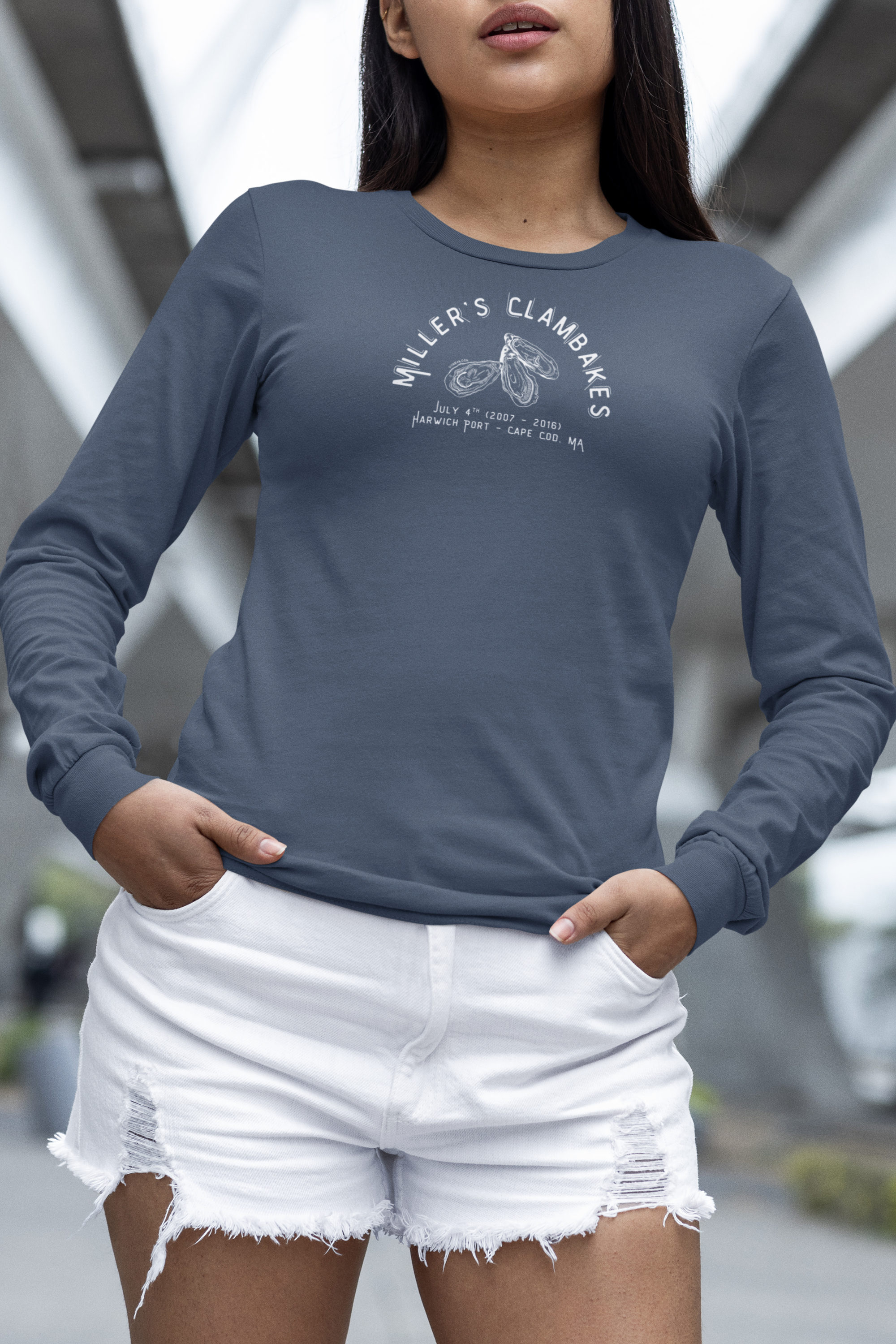 Oysters - Miller’s Clambakes Harwich Port MA Long-Sleeve T-Shirt (Comfort Colors®)