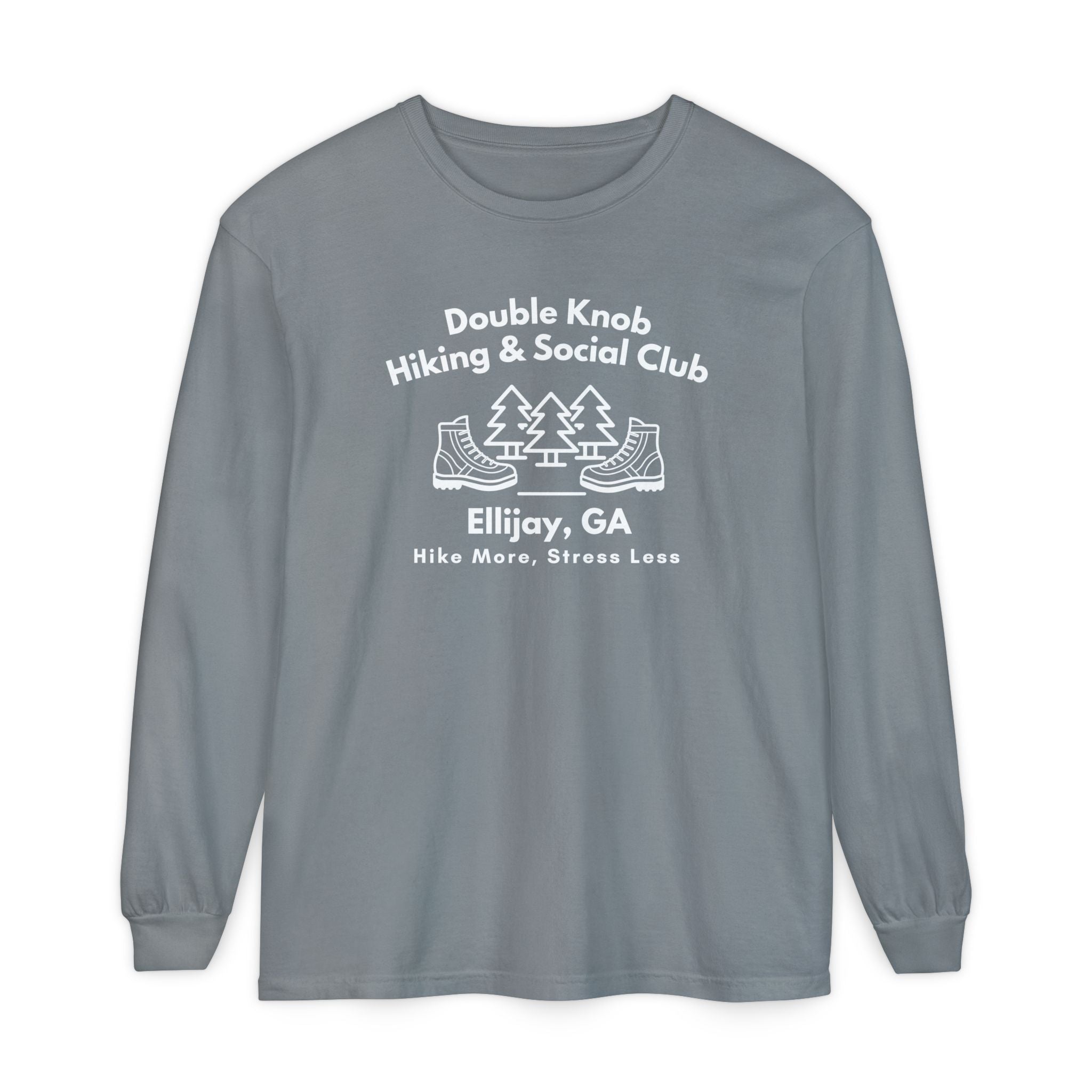 Unisex Adult Long Sleeve T-shirt, Hiking & Social Club Design by 515Gear.com | Ellijay, GA | Hike more, Stress Less!