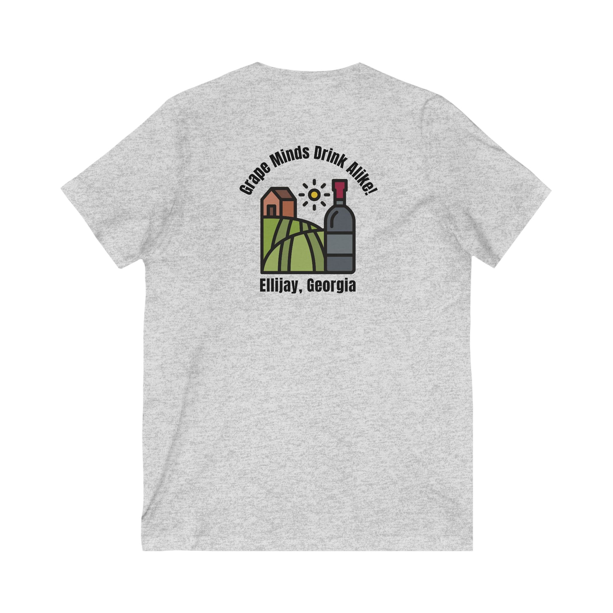 Adult Women's V-Neck T-Shirt, Grape Minds Drink Alike, by 515Gear.com | Ellijay, GA | Wineries Await!