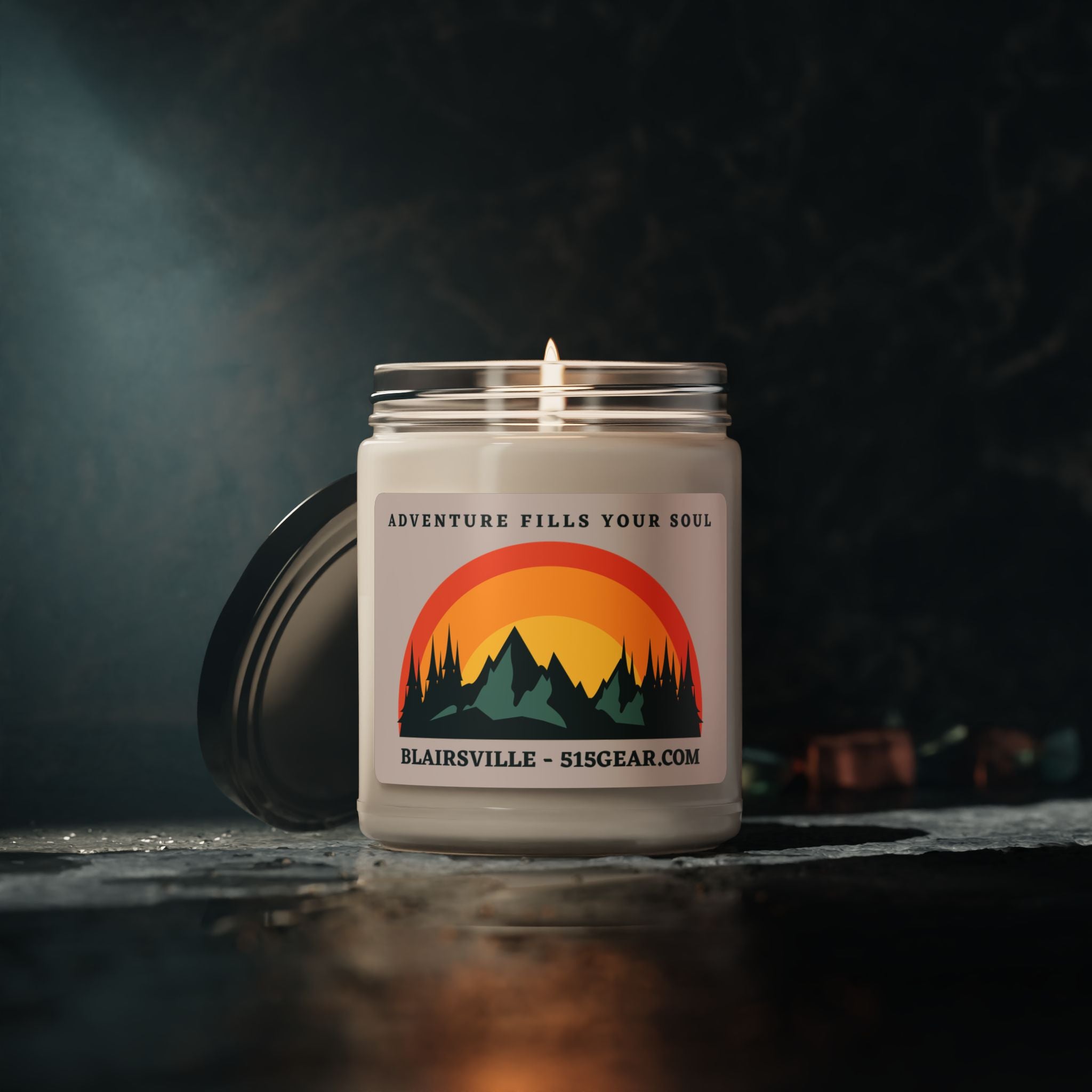 Soy Candle, Adventure fills your soul design, by 515Gear.com | Blairsville, GA | aromatherapy for you!