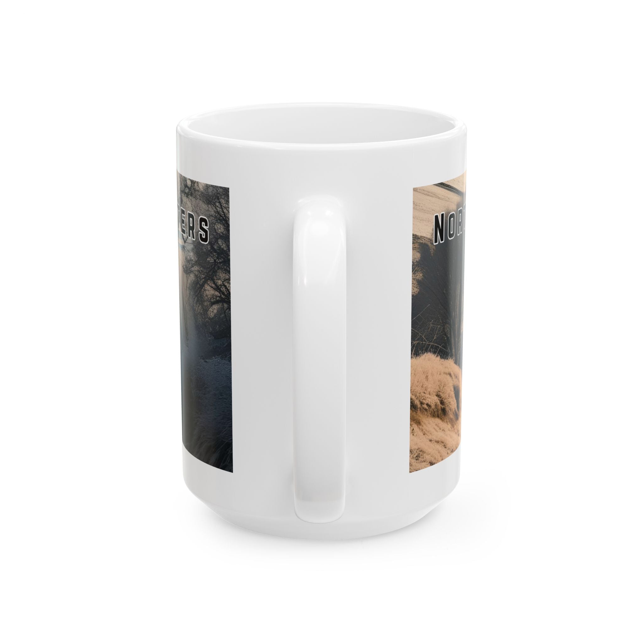 Mug with a vintage scenic design of a rural road cutting through the North Georgia Mountains in Winter by 515Gear.com