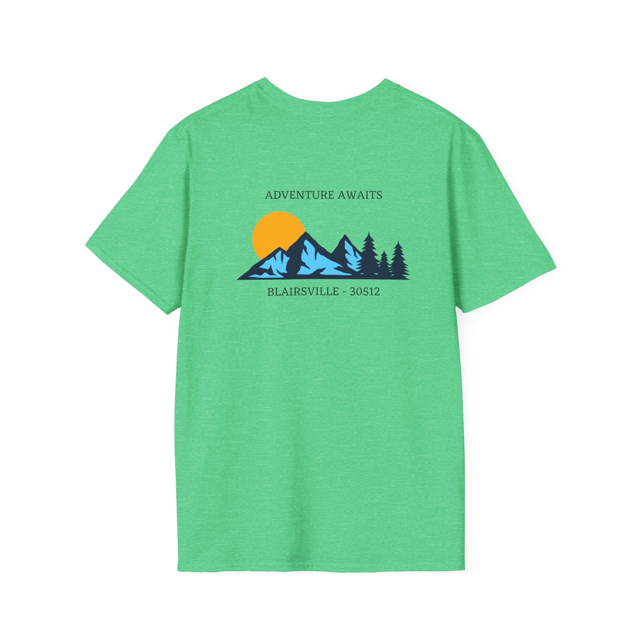 Adult t-shirt, graphic mountains 'ADVENTURE AWAITS', by 515Gear.com |Blairsville, GA |