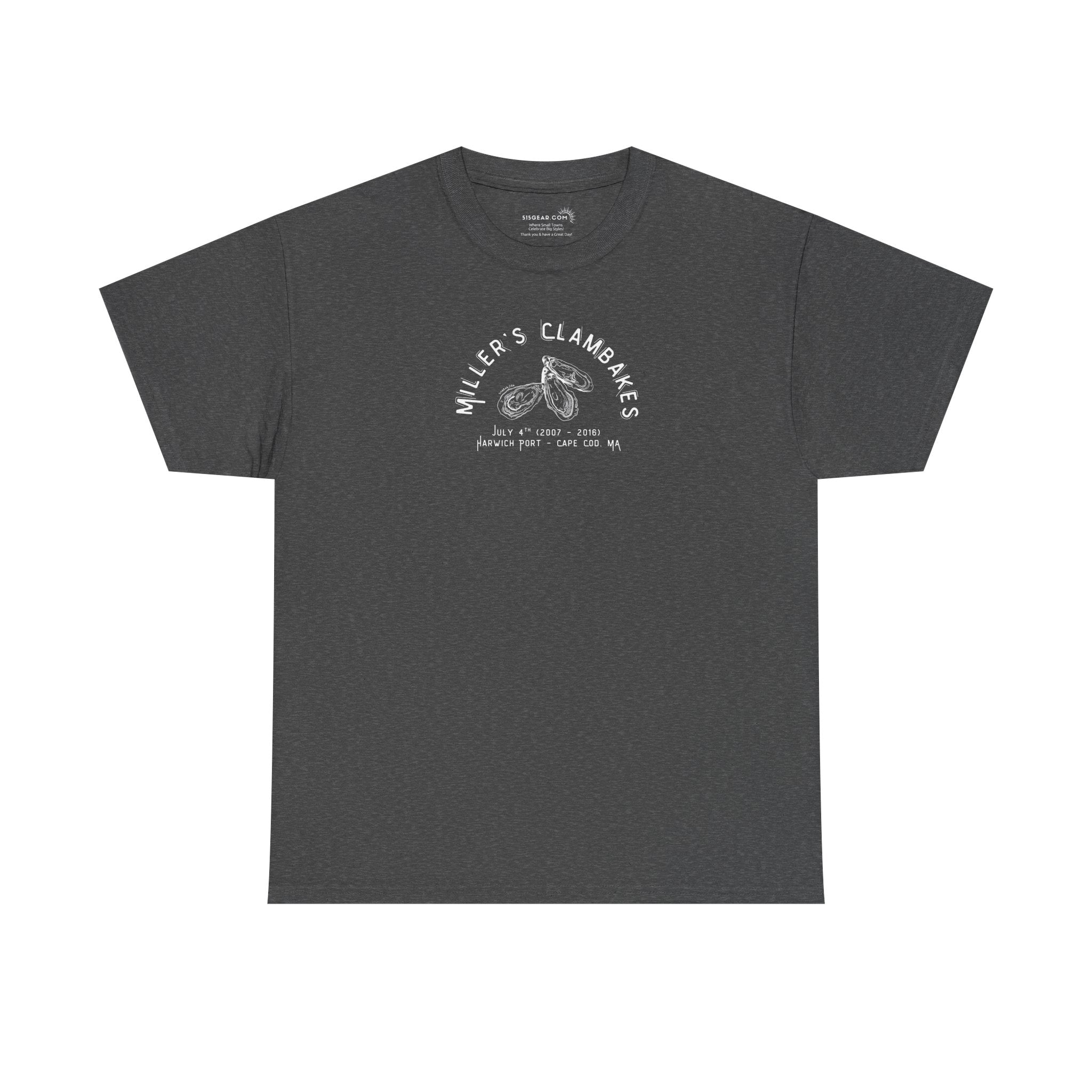 Oysters & Miller’s Clambakes - Harwich Port MA Unisex Heavy Cotton Tee