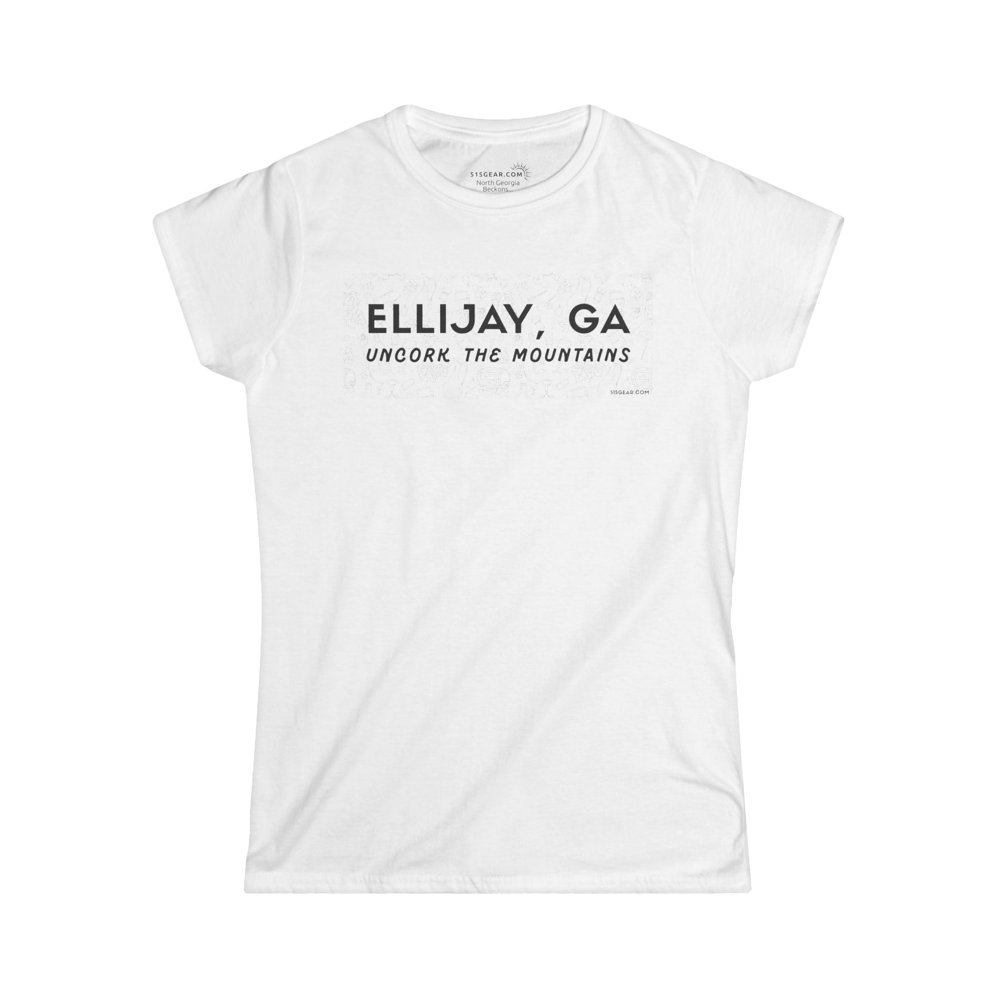 Women’s t-shirt by 515Gear.com | Ellijay, GA | Uncork with vineyard lifestyle graphic perfect for girls’ weekends