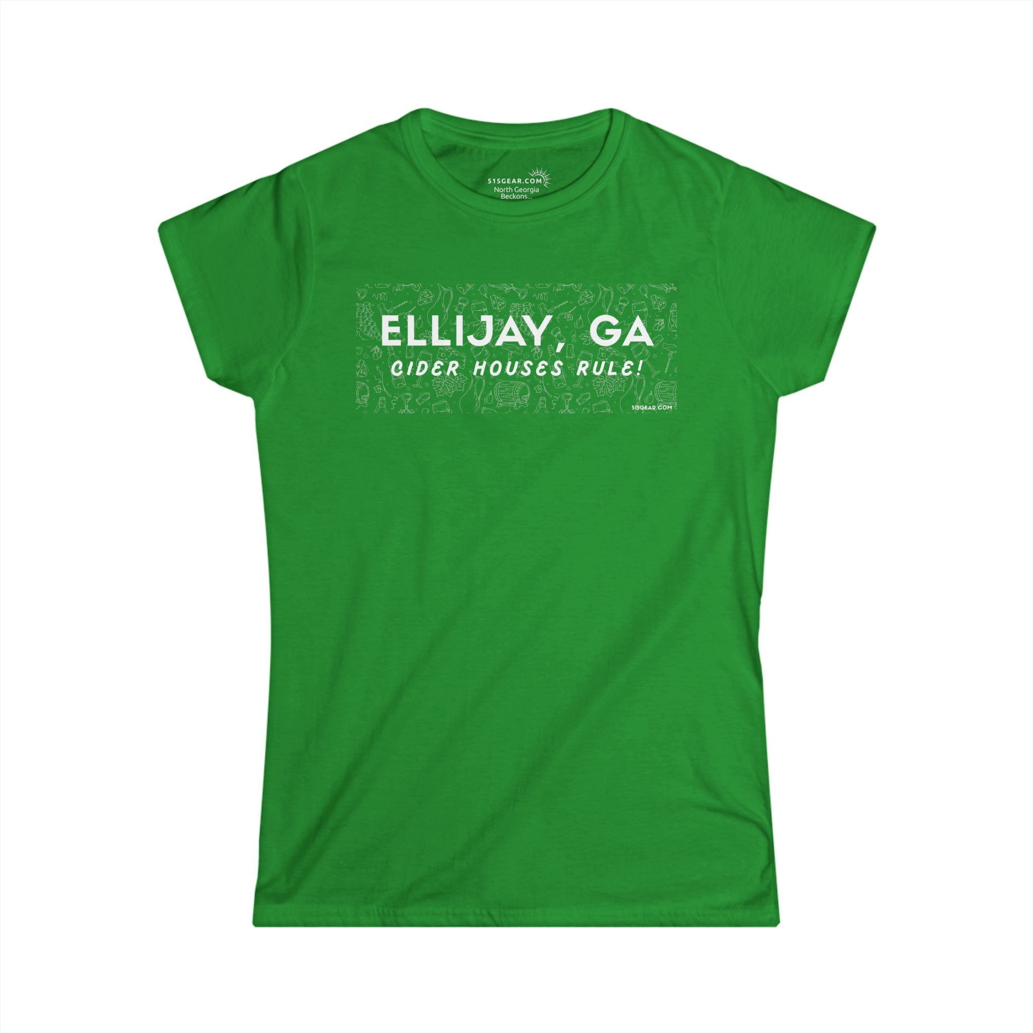 Woman's Ellijay, GA green t-shirt "Cider Houses Rule" by 515Gear.com | Mountain Orchard life